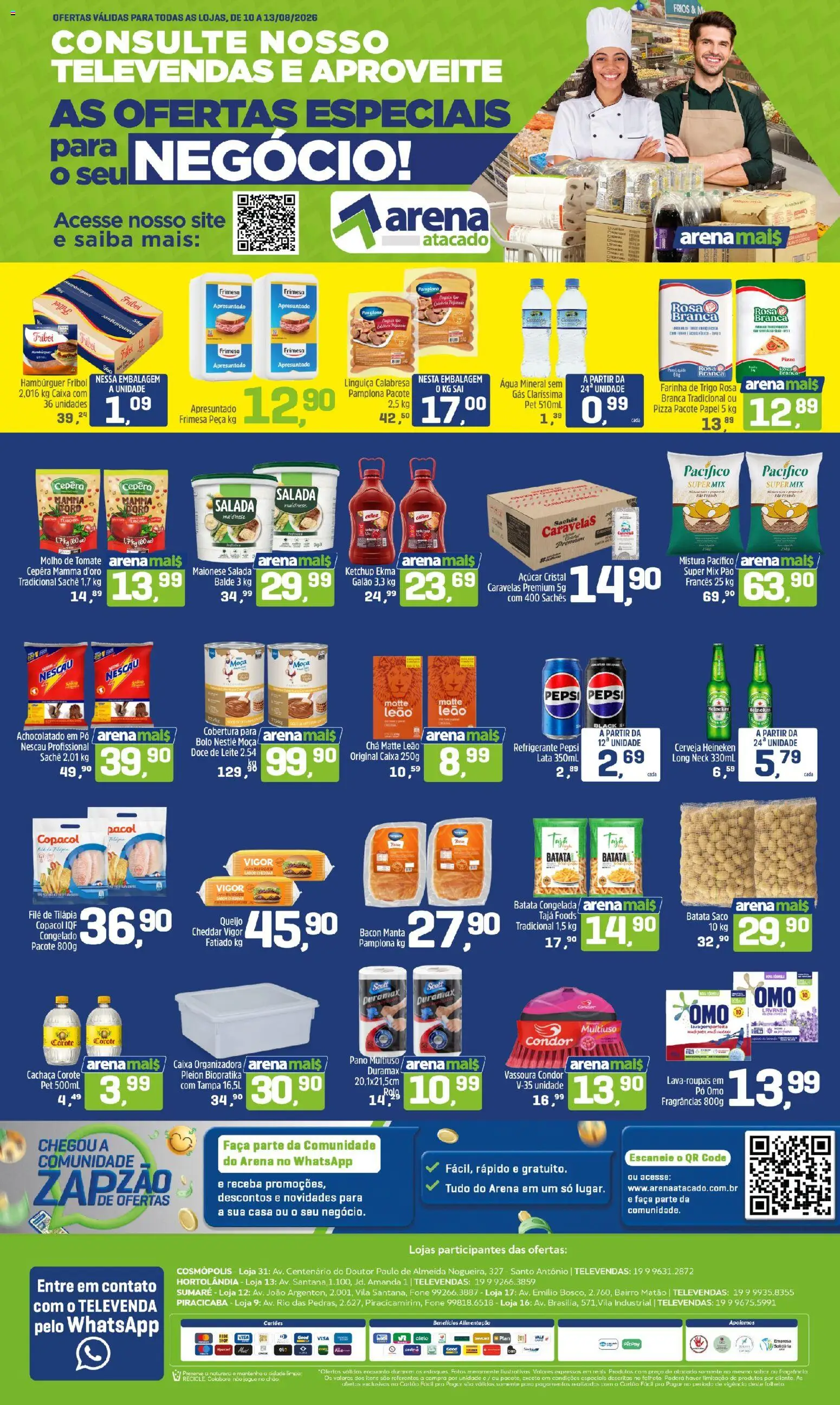 Arena Atacado Folheto - válido de 10/08/2026 | Página: 1 | Produtos: Pepsi, Chá, Água, Doce