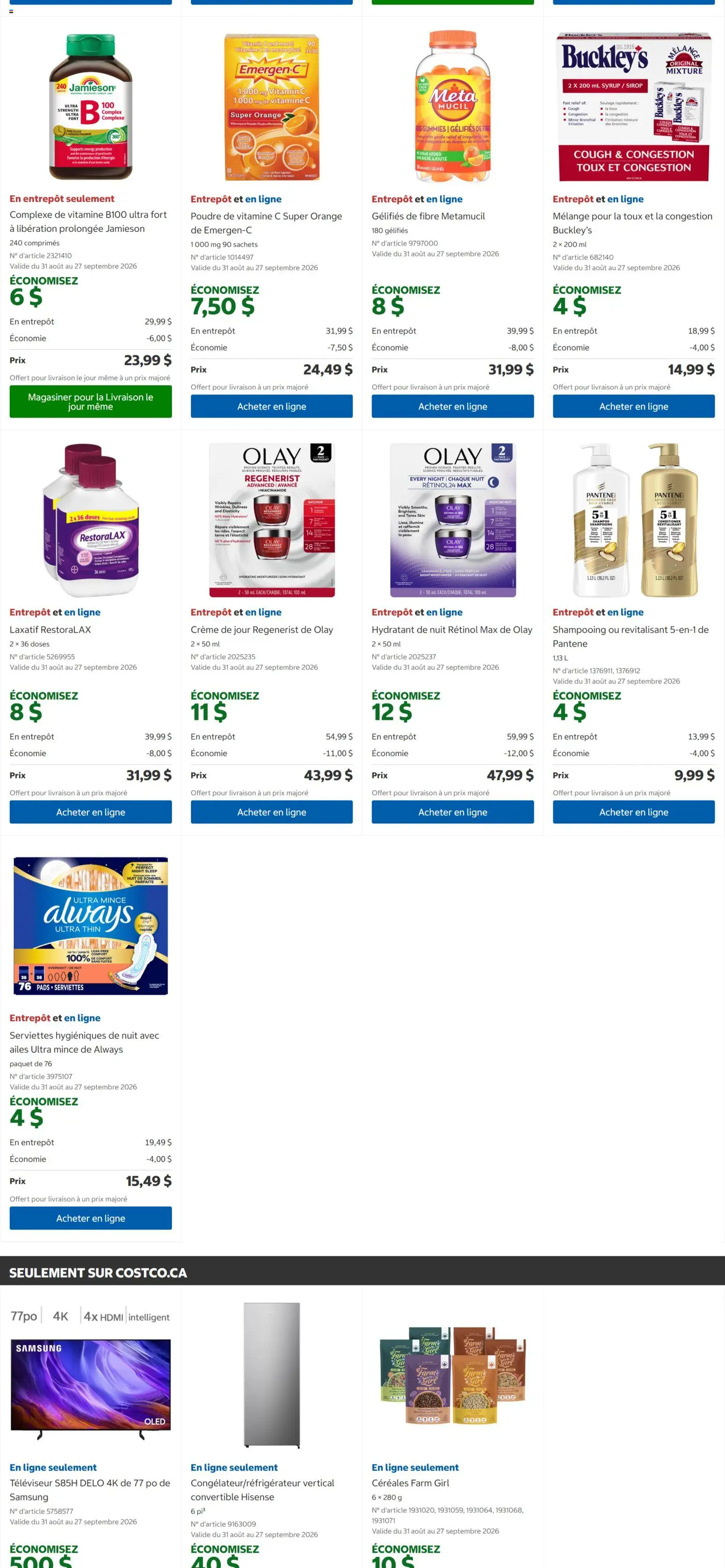 Costco flyer valid from Aug 31, 2026 | Page: 5 | Products: Fragrance, Shampoo, Sachets, Syrup