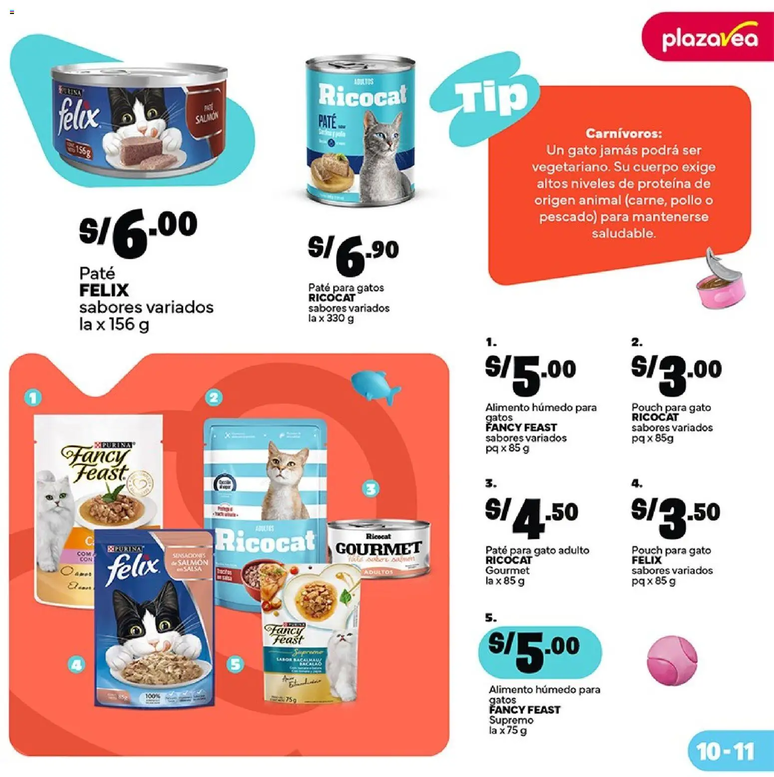 Catálogo Plaza Vea válido desde 01/09/2026 | Página: 13 | Productos: Pescado, Proteína, Salmón, Paté para gatos