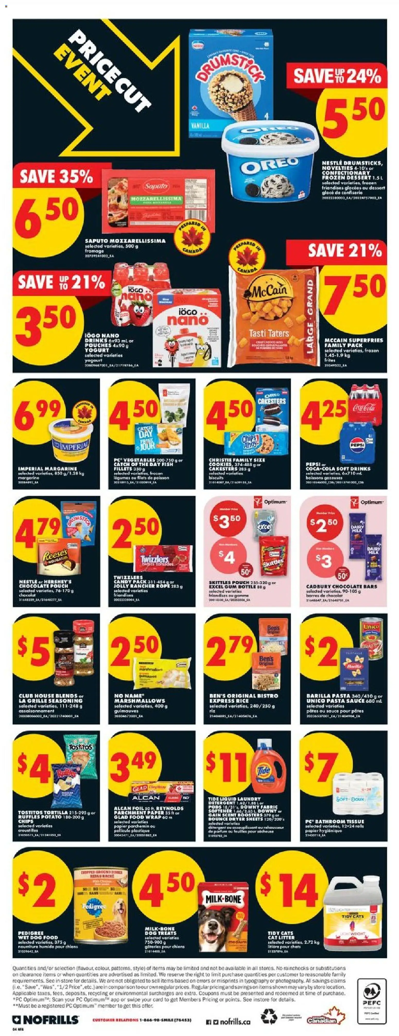 No Frills flyer valid from 16.04.2026 | Page: 4 | Products: Fish, Chips, Yogurt, Chocolate