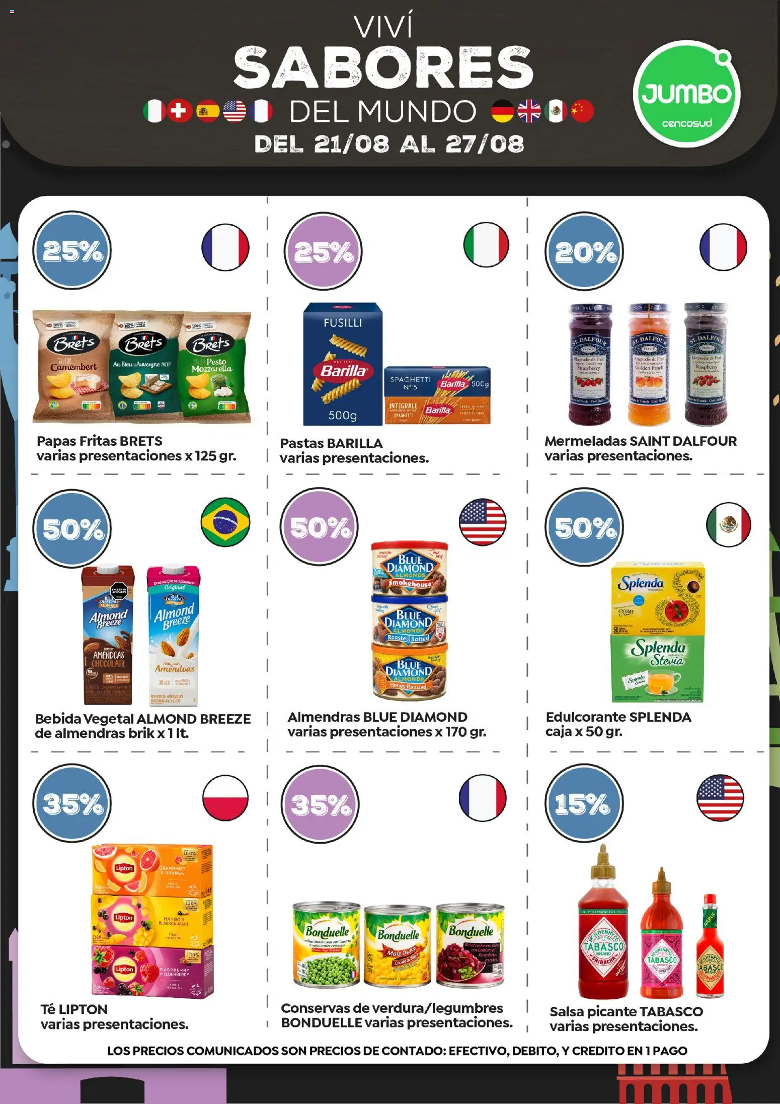 Jumbo - Especial Sabores del Mundo │ válido desde el 21/08/2026 | Página: 3 | Productos: Almendras, Conservas, Chocolate, Papas fritas