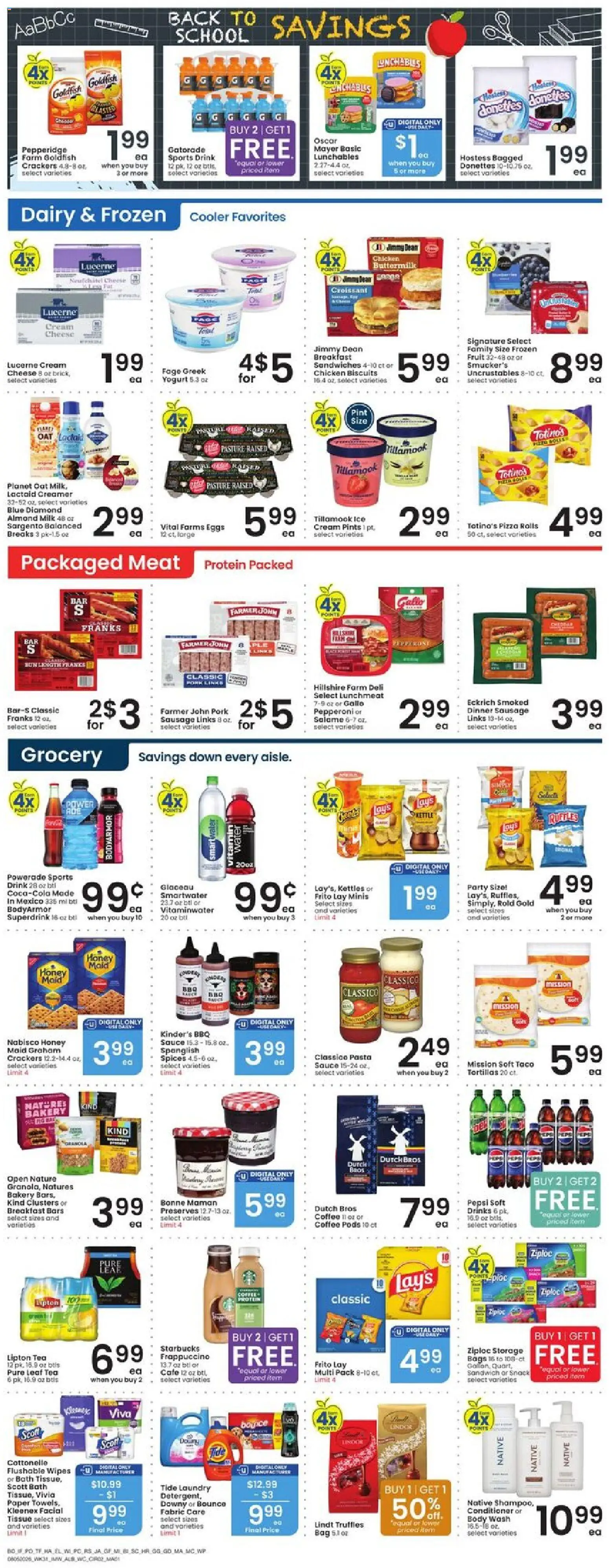 Albertsons Weekly Ad - valid from 08/05/2026 | Page: 3 | Products: Eggs, Coffee, Pizza, Pork