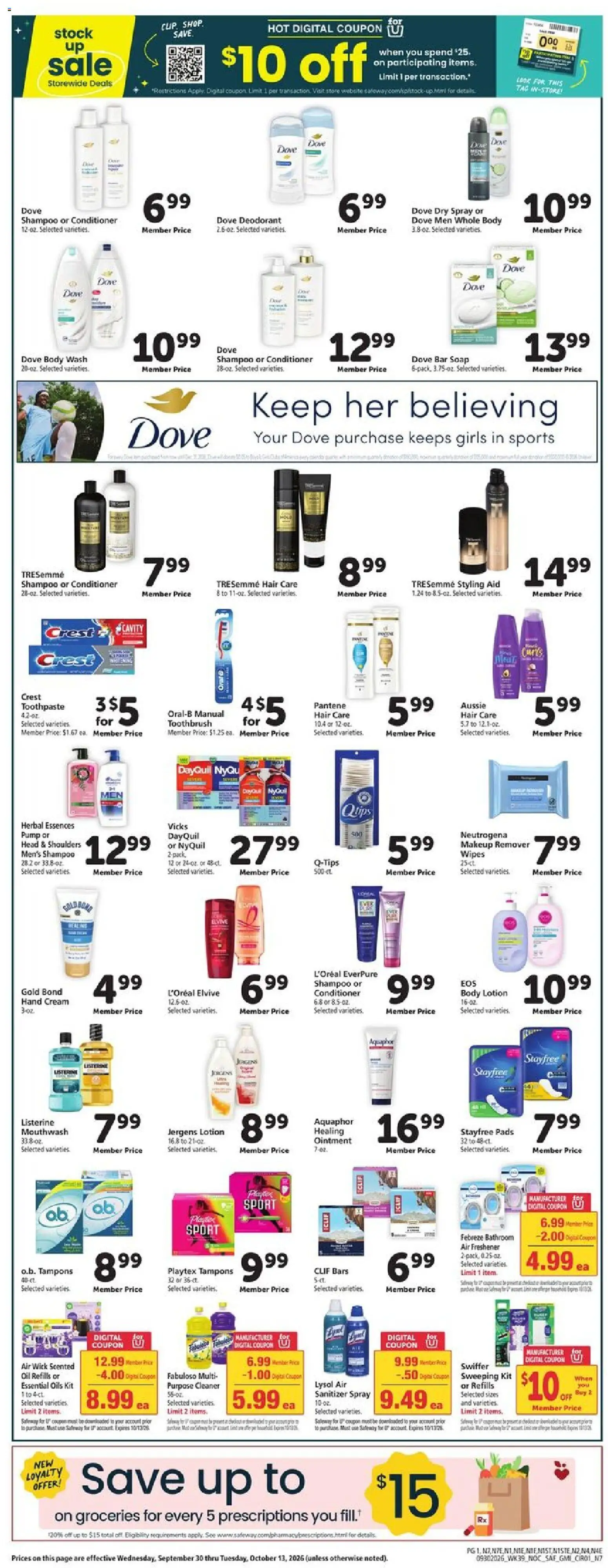 Safeway Weekly Ad - valid from 09/30/2026 | Page: 7 | Products: Shampoo, Toothbrush, Cream, Bar Soap