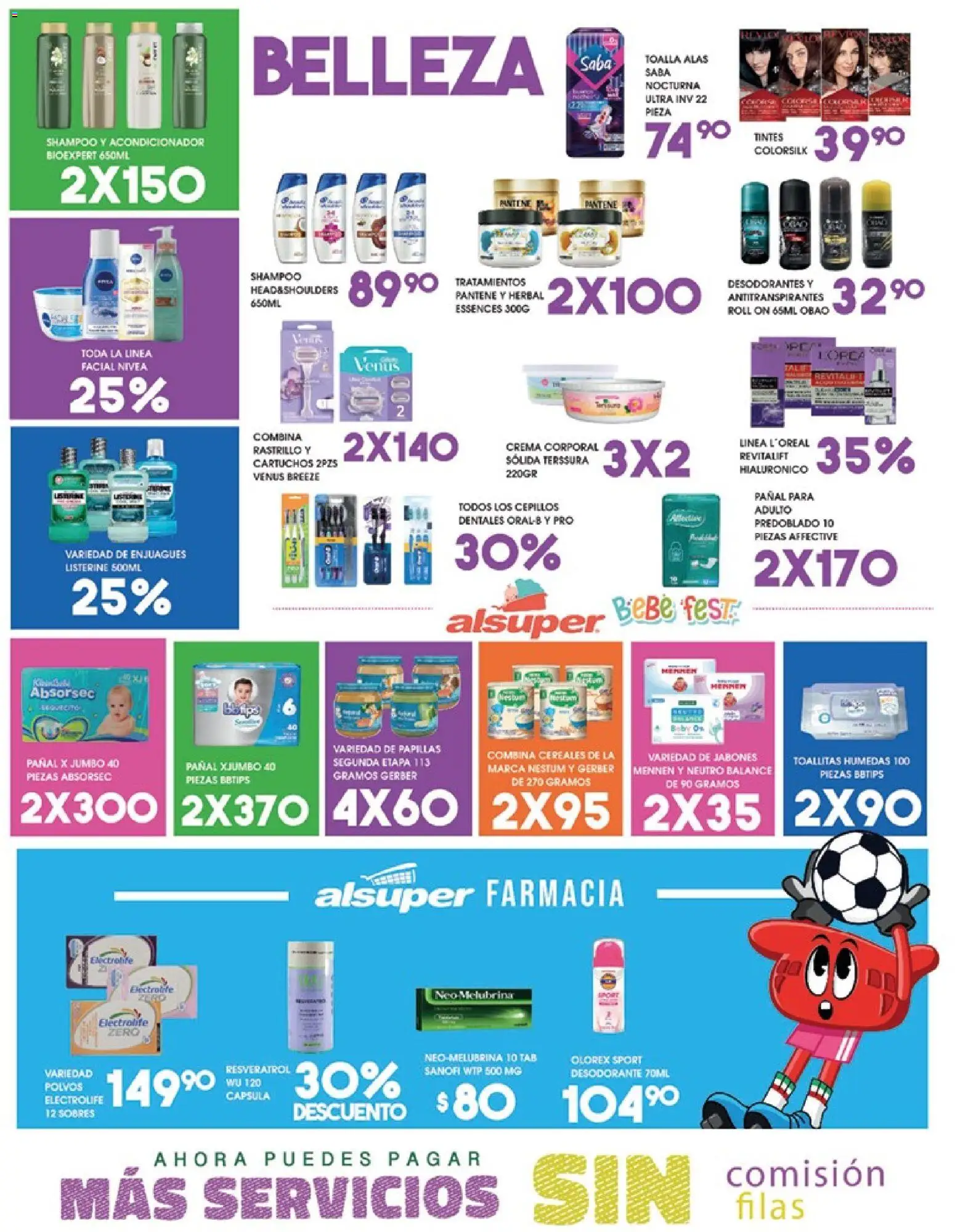 Nuevas ofertas de Alsuper válidas en toda la República Mexicana desde el 23/06/2026. ¡Encuentra las mejores ofertas en Alsuper folleto! | Página: 4 | Productos: Desodorante, Crema, Toallitas húmedas, Toalla