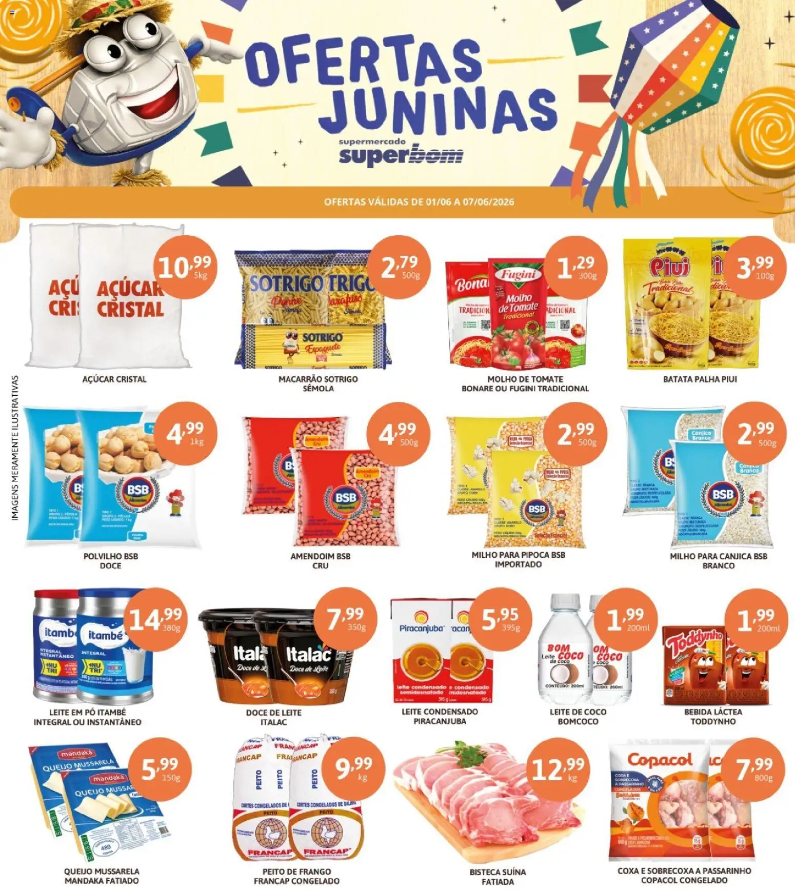 Superbom Folheto - válido de 03.06.2026 | Página: 2 | Produtos: Leite, Açúcar, Frango, Peito de frango
