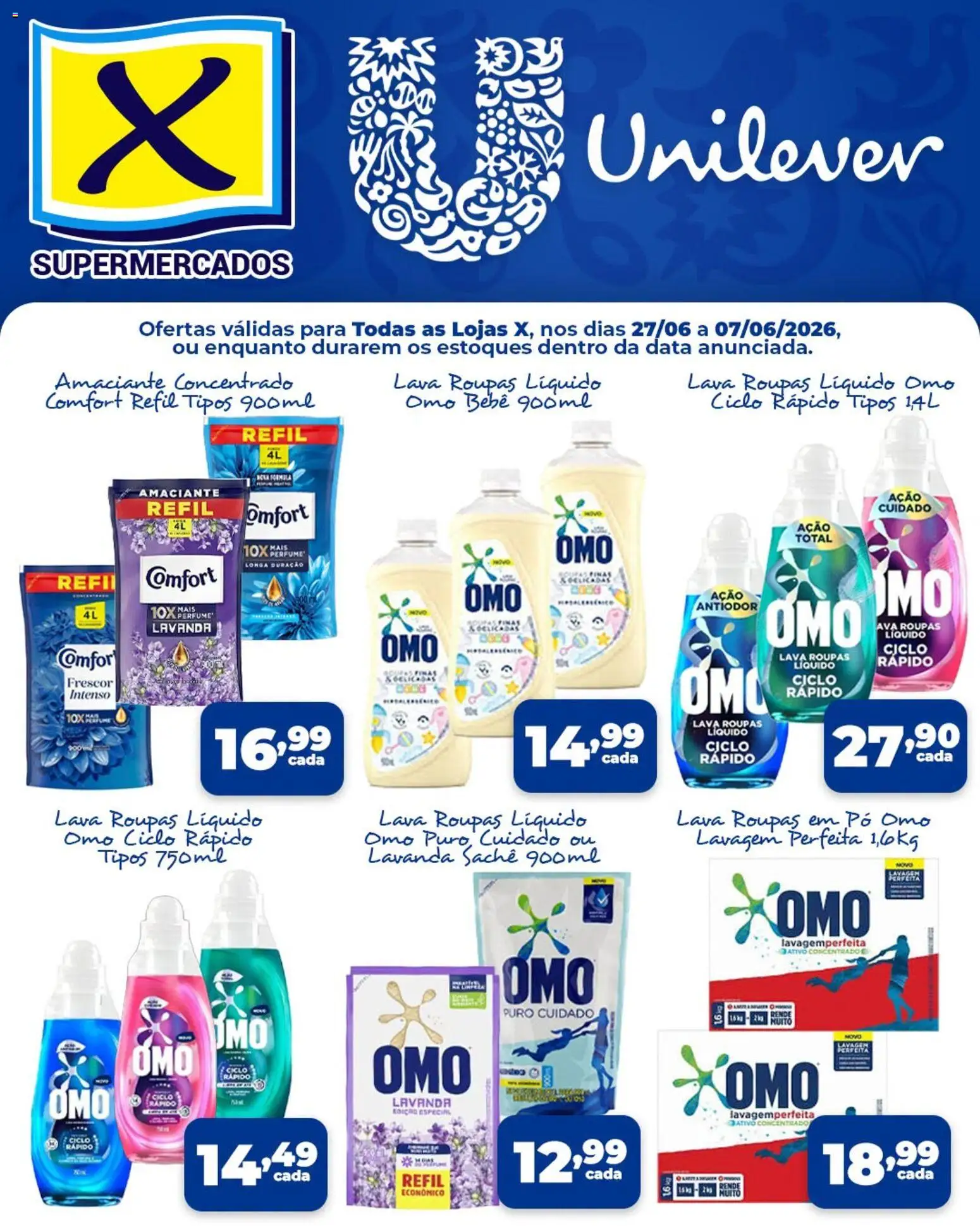 X Supermercados Folheto - válido de 27/06/2026 | Página: 1 | Produtos: Pó, Roupas, Amaciante