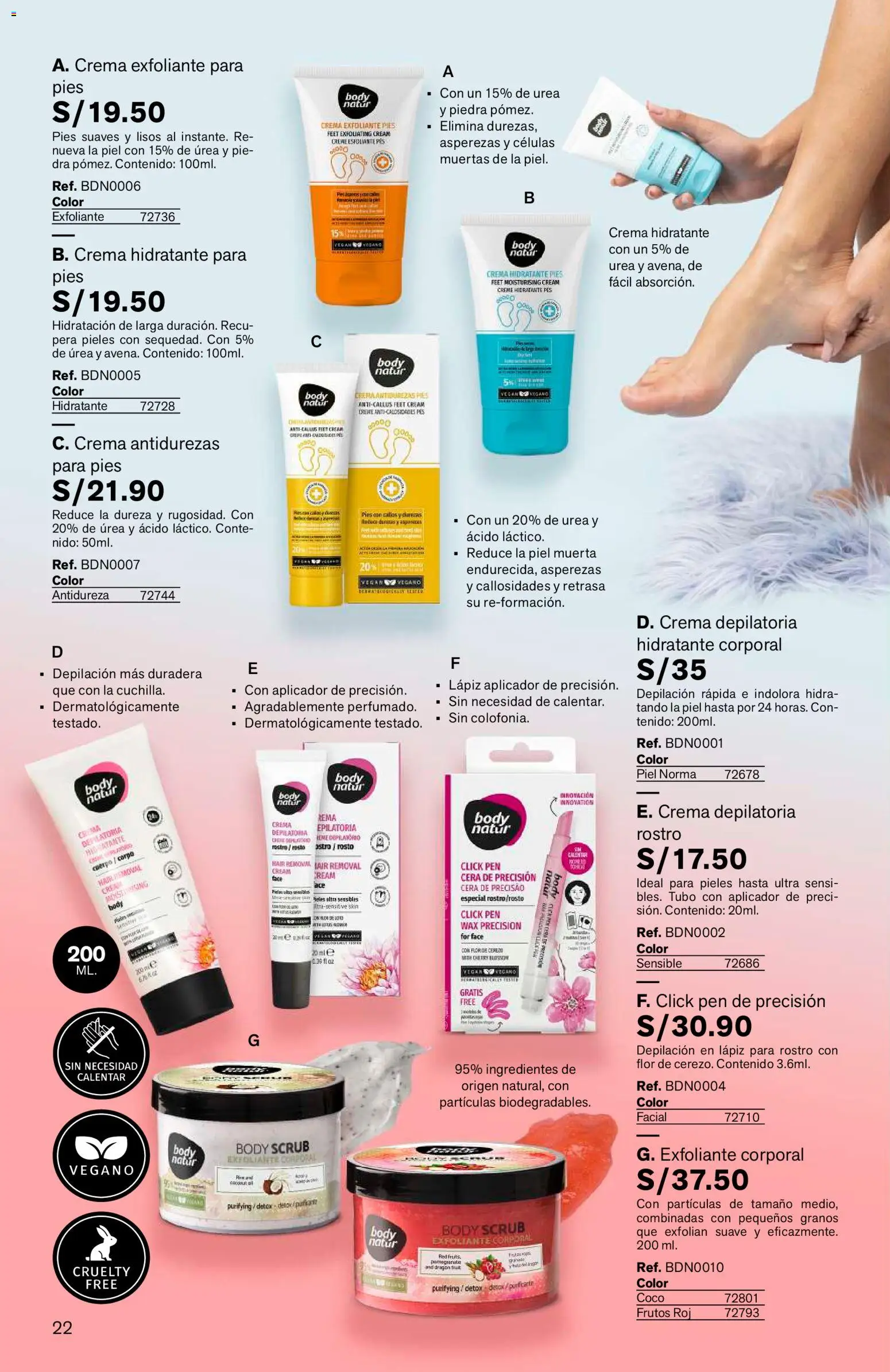 Catálogo Leonisa válido desde 04/08/2026 | Página: 22 | Productos: Exfoliante, Crema depilatoria, Crema