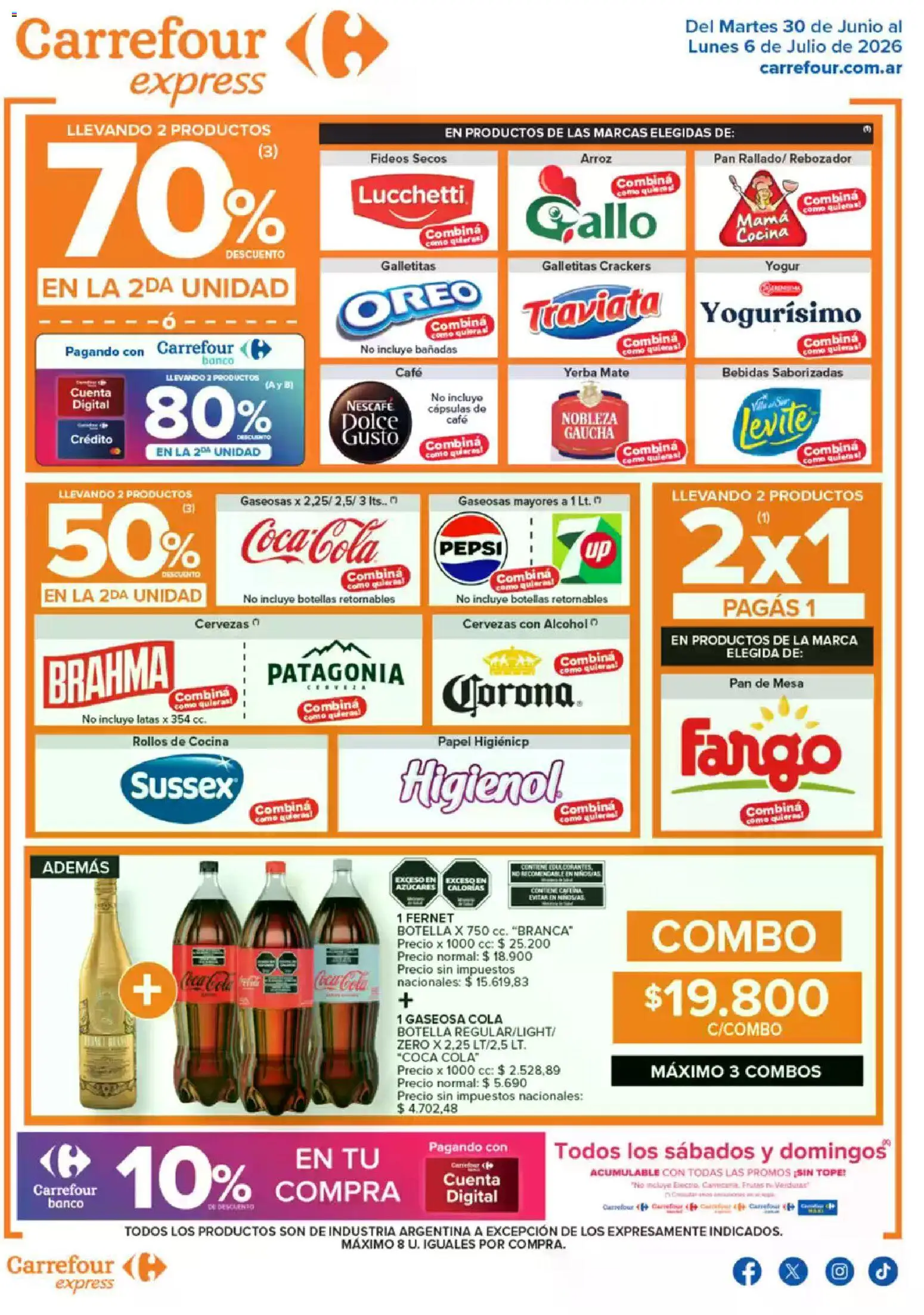Carrefour Express Ofertas │ válido desde el 30/06/2026 | Página: 2 | Productos: Botella, Yerba, Fernet, Pan