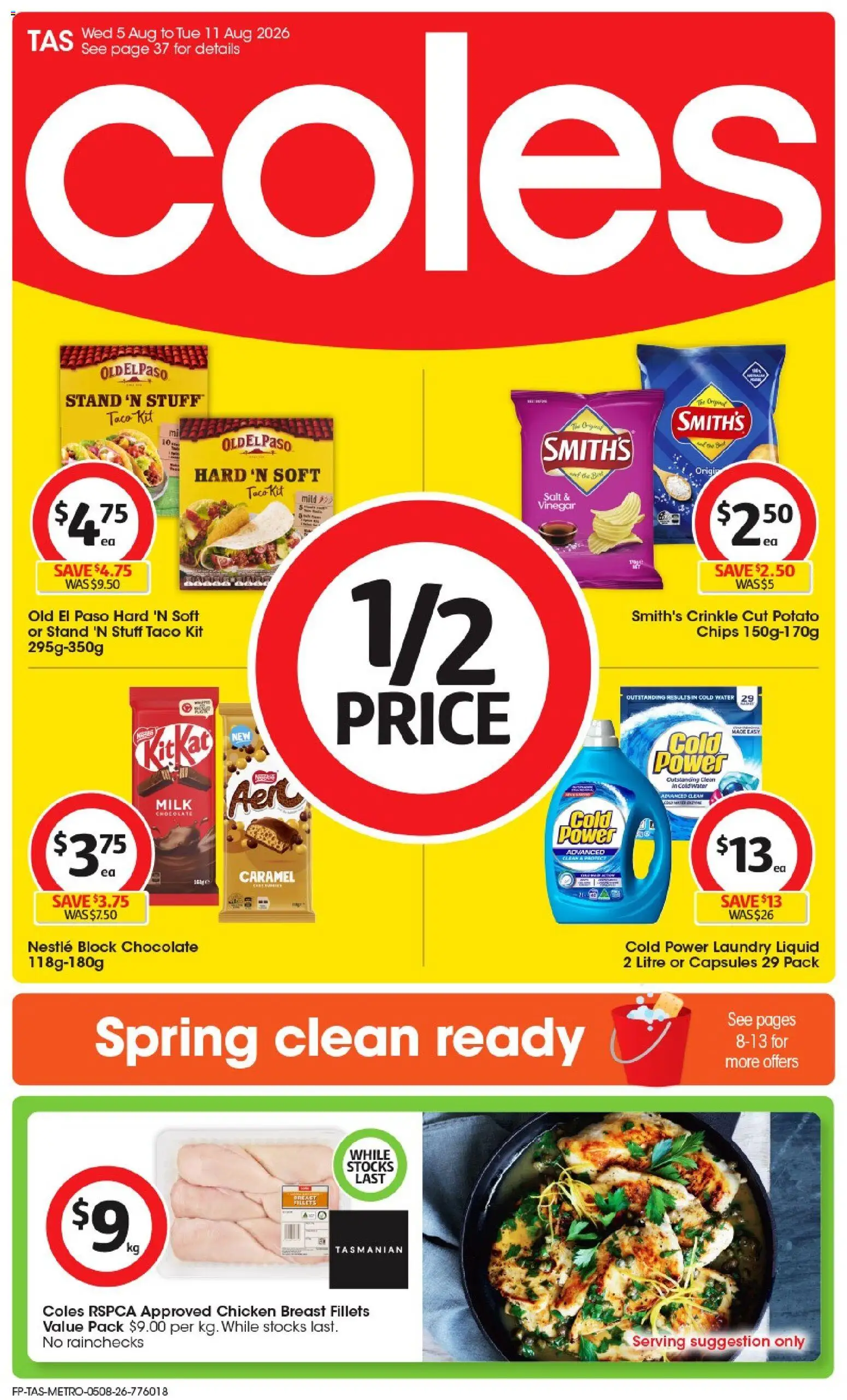 Coles catalogue - valid from 05/08/2026 | Page: 1 | Products: Milk, Detergent, Water, Laundry