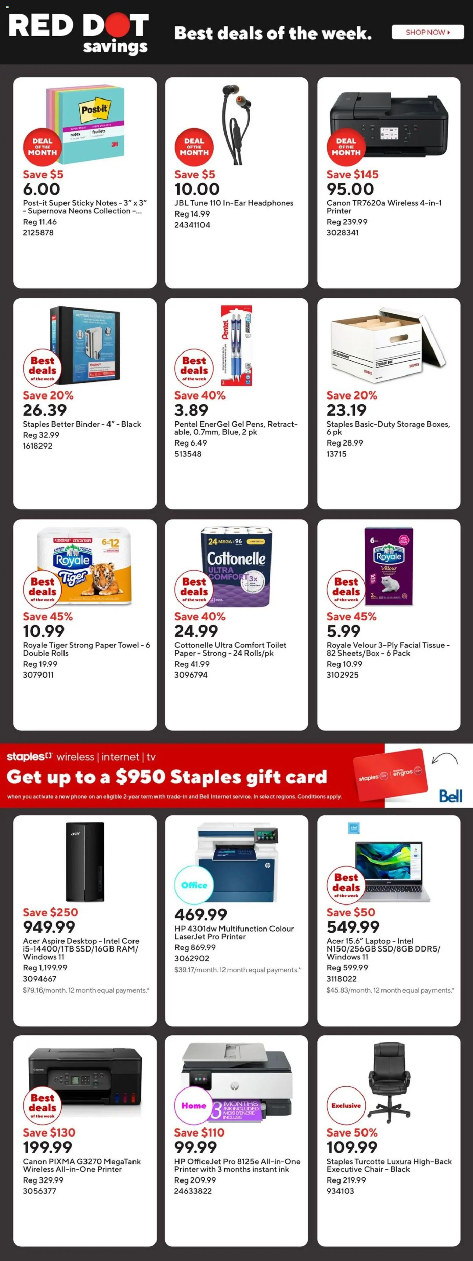 Staples flyer valid from 01.05.2026 | Page: 3 | Products: Phone, Printer, Tv, Headphones