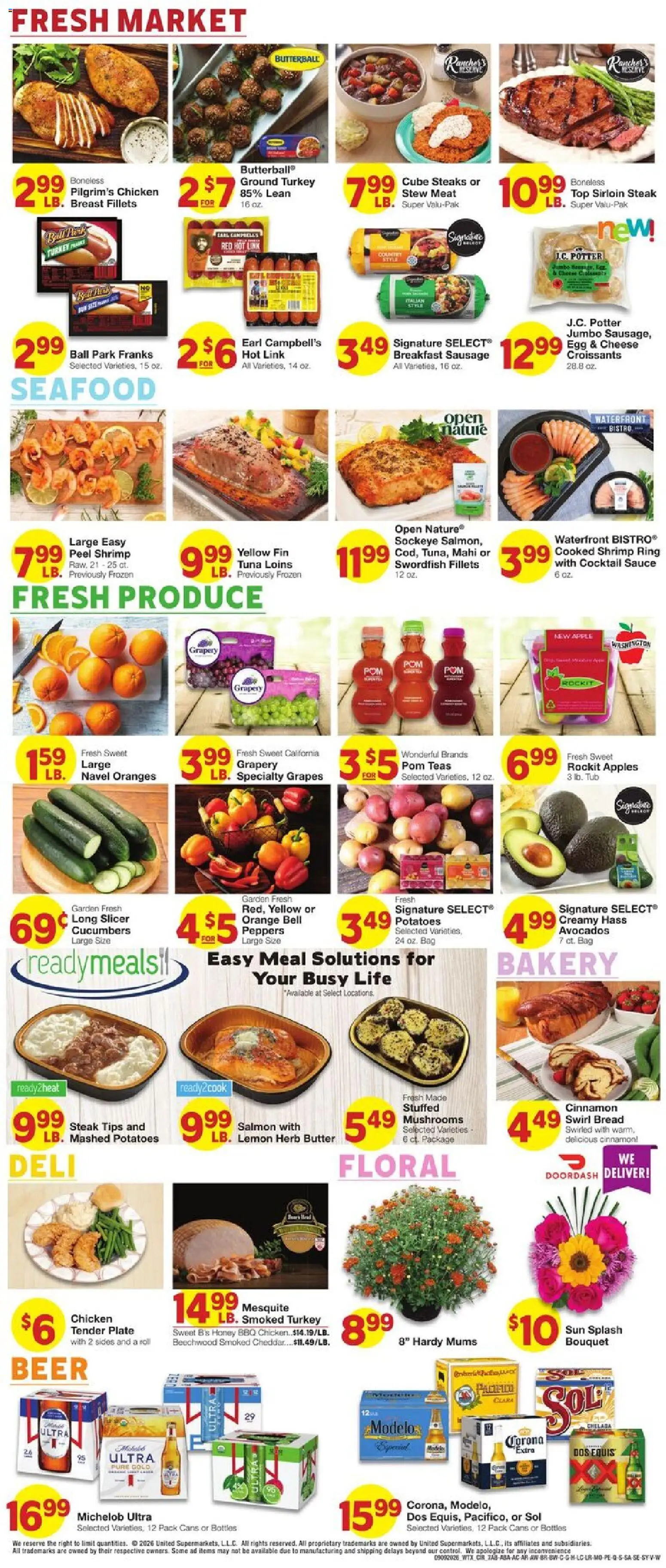 United Supermarkets Weekly Ad - valid from 09/09/2026 | Page: 8 | Products: Ring, Cheese, Cucumbers, Slicer
