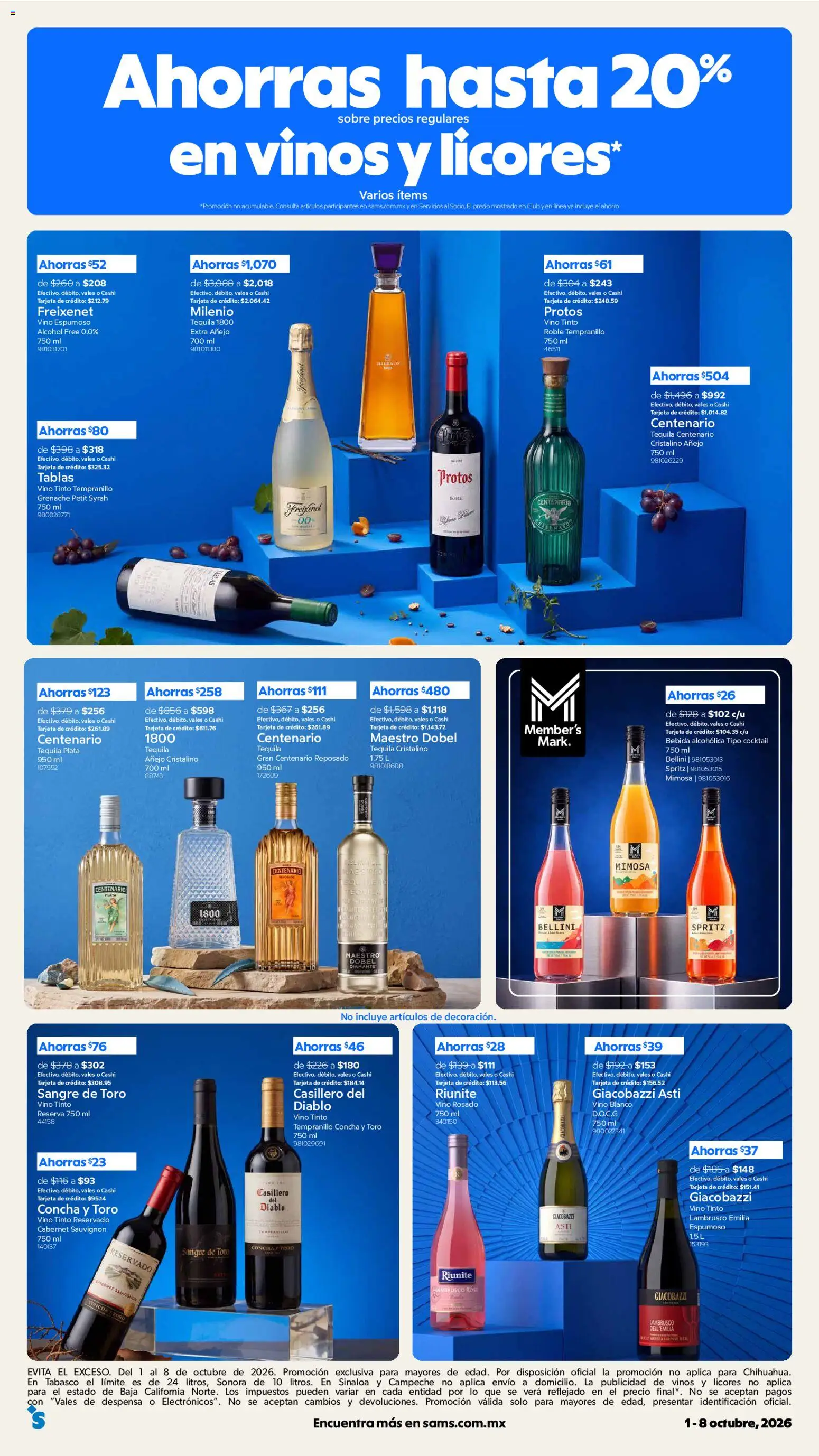 Nuevas ofertas de Sam's Club válidas en toda la República Mexicana desde el 01/10/2026. ¡Encuentra las mejores ofertas en Sam's Club catálogo! | Página: 10 | Productos: Vino espumoso, Alcohol, Despensa, Lambrusco