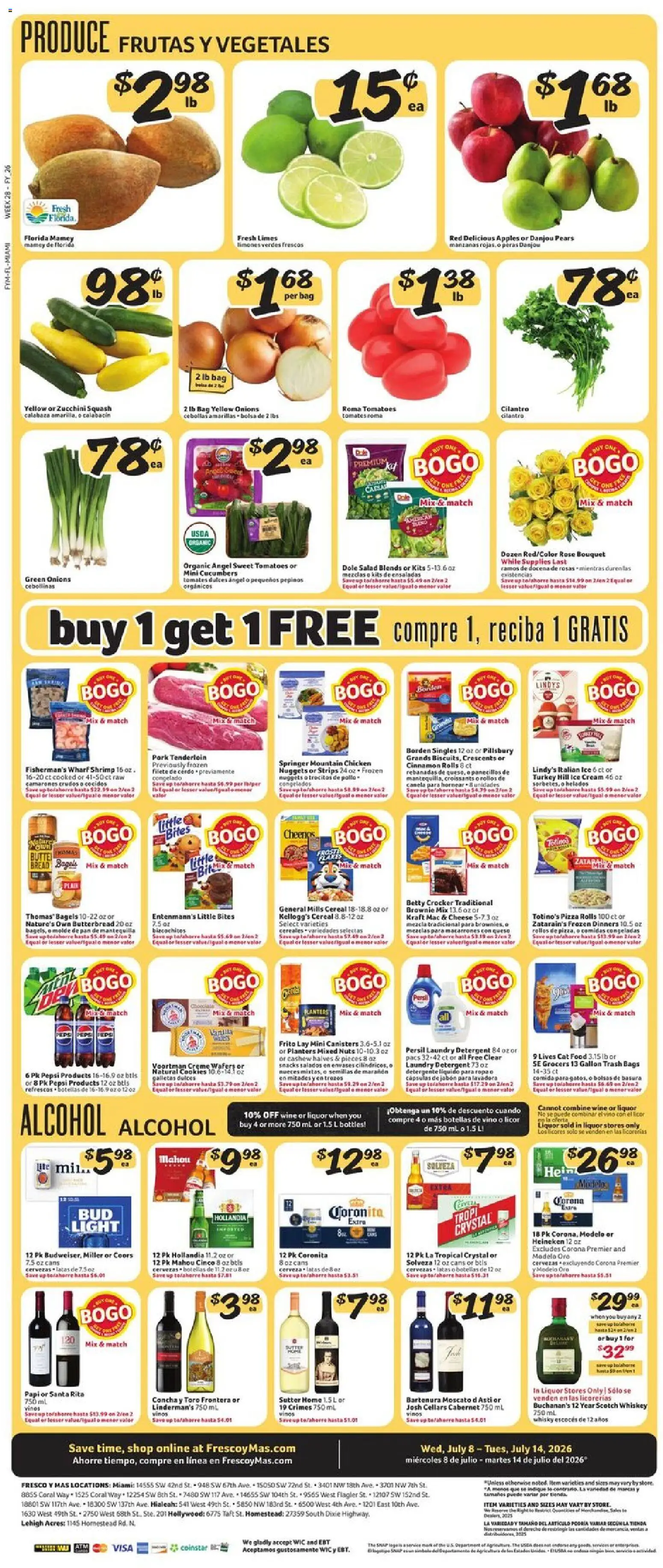 Fresco y Más Weekly Ad - valid from 07/08/2026 | Page: 5 | Products: Squash, Cream, Cucumbers, Ice cream