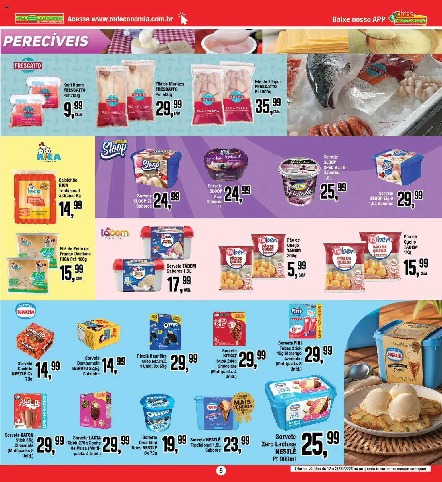 RedEconomia Folheto - válido de 12.05.2026 | Página: 5 | Produtos: Queijo, Pão, Creme, Sorvete