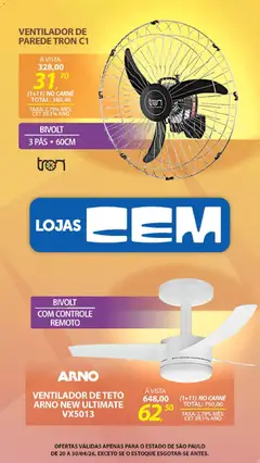 Lojas Cem - Ofertas atuais - Pré-Visualização do folheto da loja Lojas Cem, válido de 20.04.2026 | Página: 125 | Produtos: Ventilador, Carne