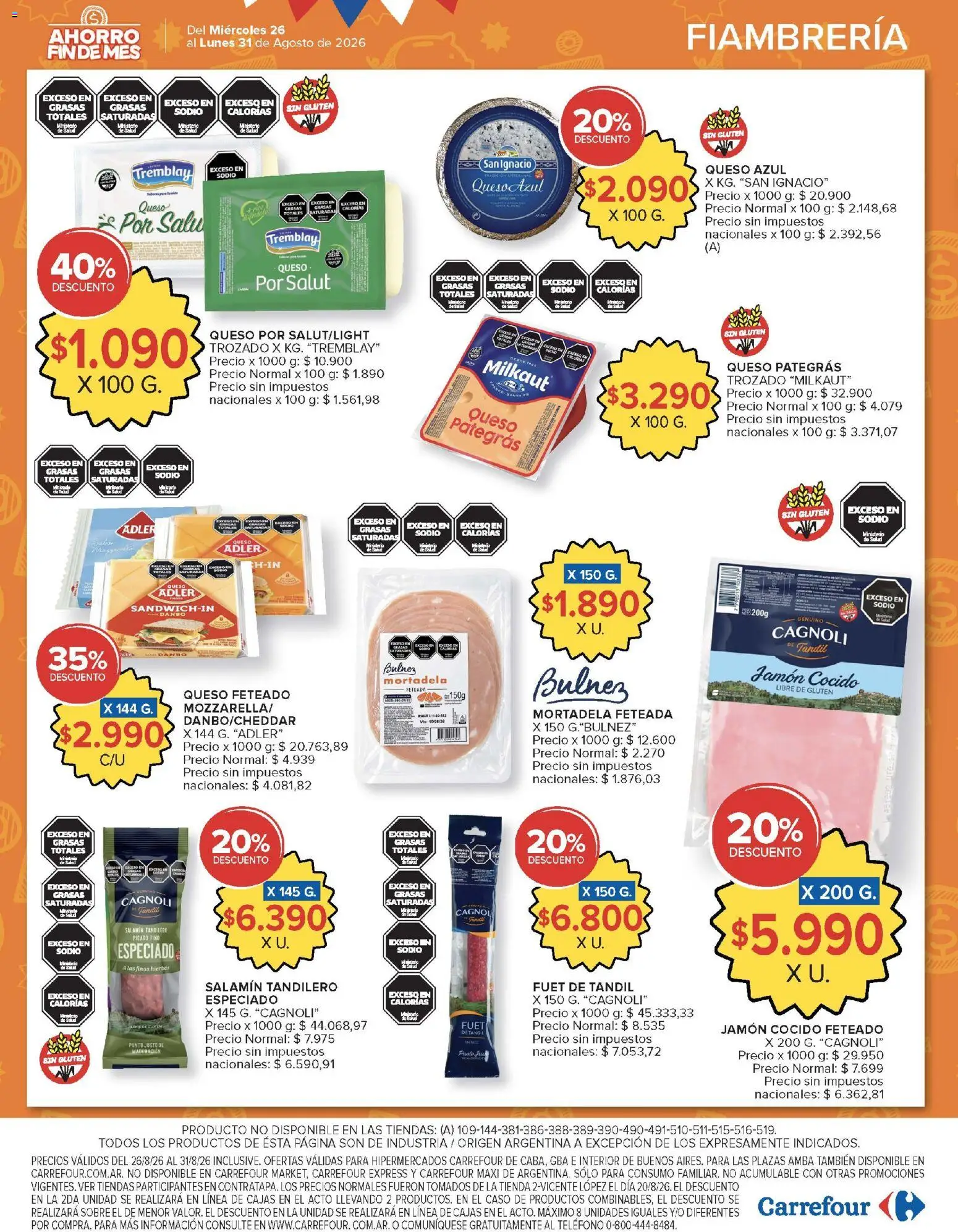 Carrefour ofertas │ válido desde el 26/08/2026 | Página: 6 | Productos: Hierbas, Sobre, Queso, Jamón