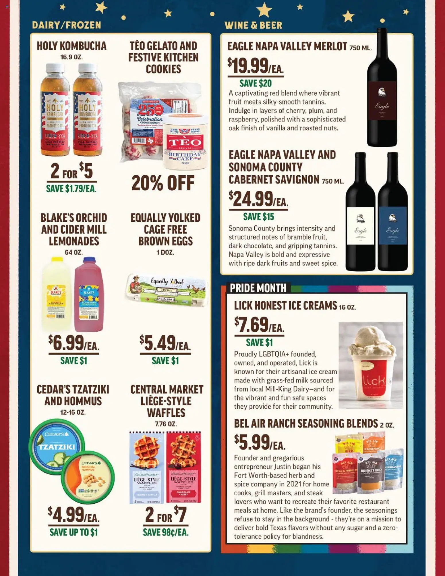 Central Market Weekly Ad - valid from 06/24/2026 | Page: 5 | Products: Chocolate, Wine, Beer, Watermelon