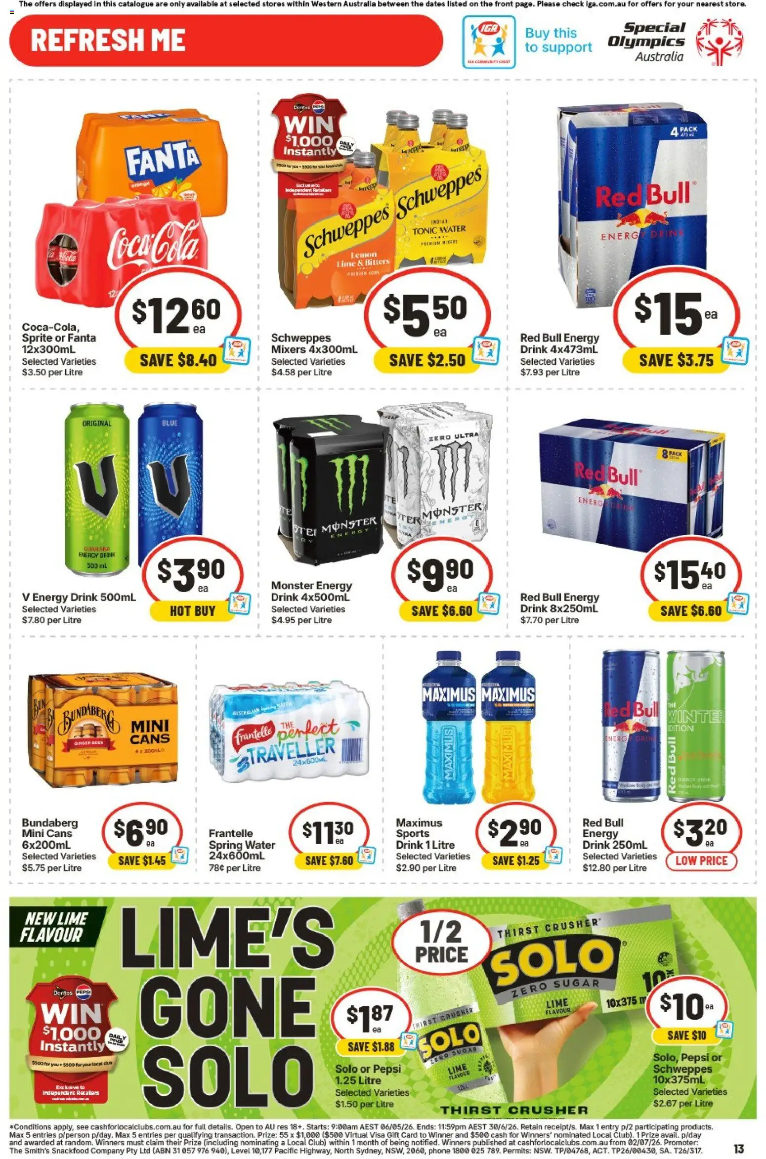 IGA catalogue - valid from 13.05.2026 | Page: 14 | Products: Pepsi, Pepsi Zero, Water, Sugar