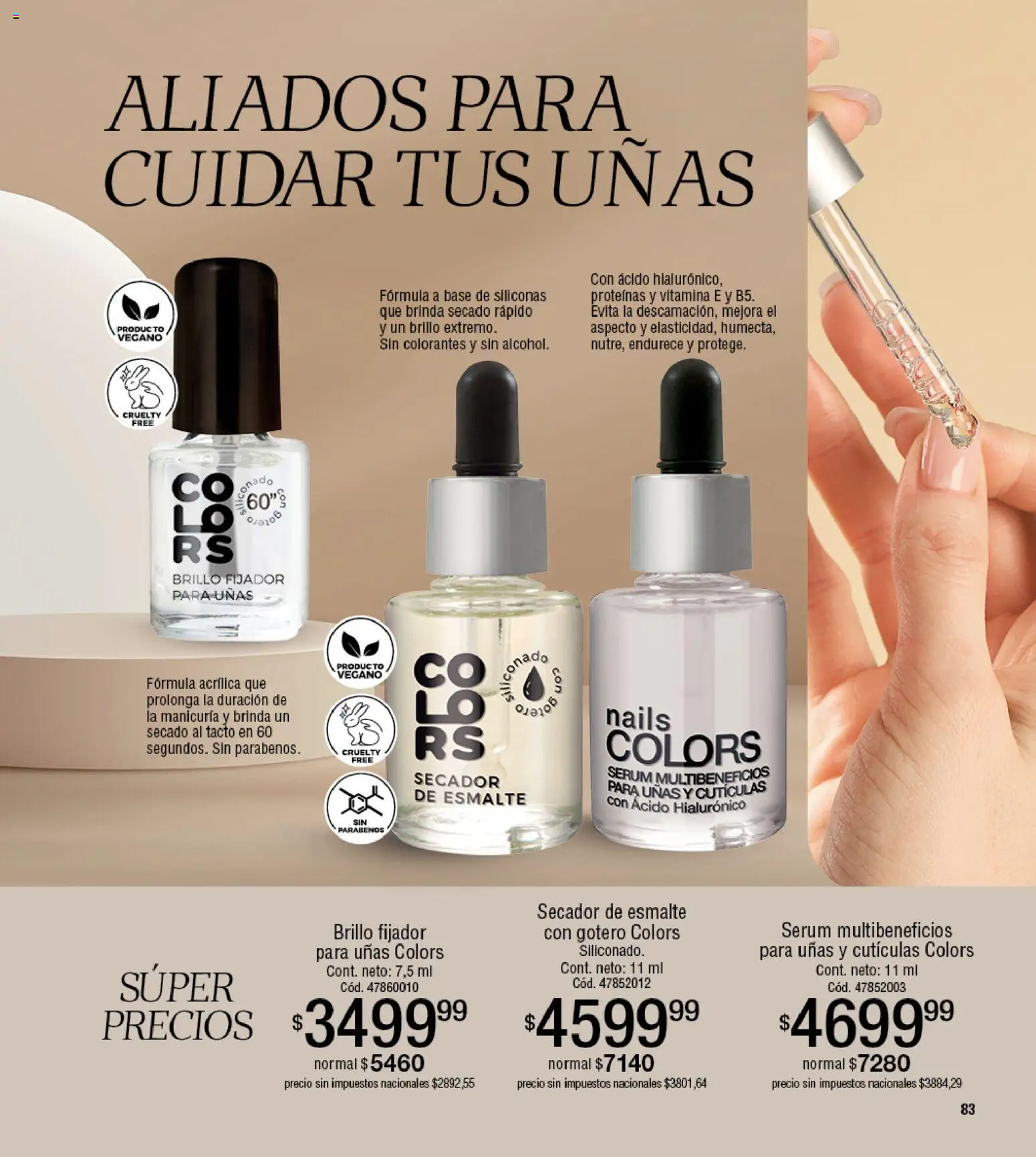 Millanel - Catálogo │ válido desde el 30/03/2026 | Página: 83 | Productos: Serum, Fijador, Brillo, Secador de esmalte