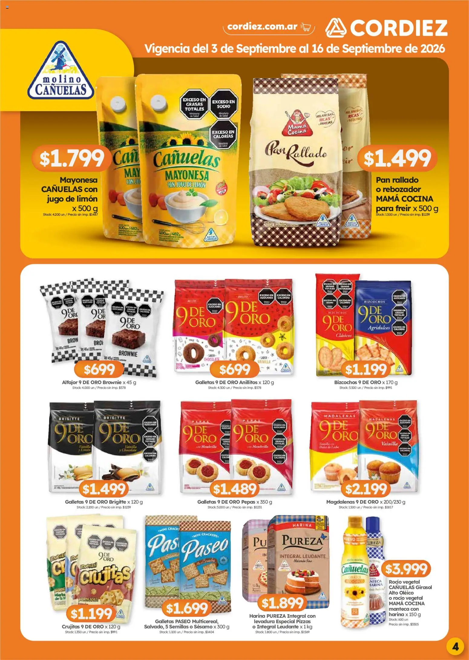 Cordiez - Marcas destacadas │ válido desde el 03/09/2026 | Página: 4 | Productos: Cocina, Harina, Jugo, Alfajor