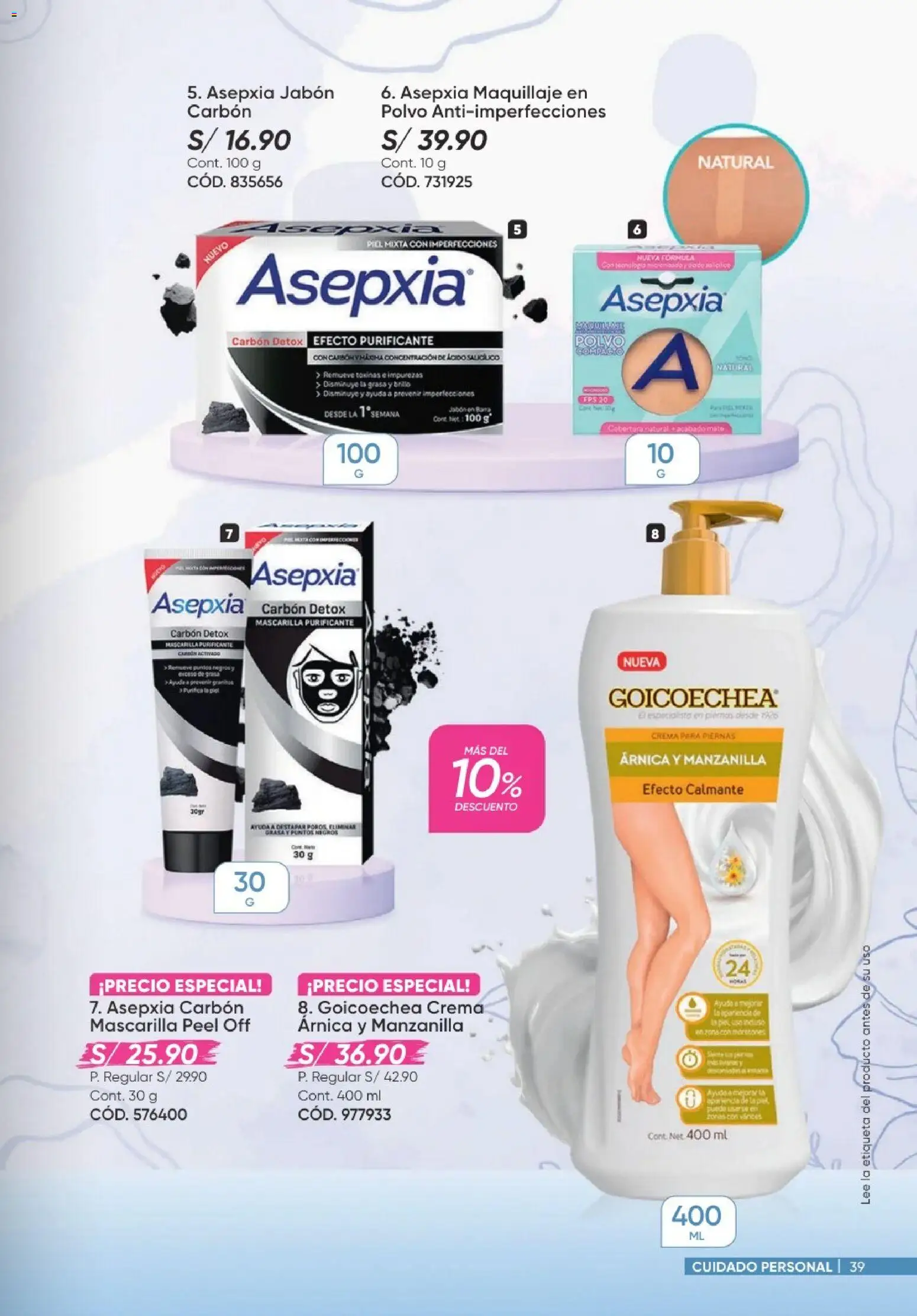 Catálogo Azzorti válido desde 20/09/2026 | Página: 39 | Productos: Jabón, Crema, Maquillaje, Polvo