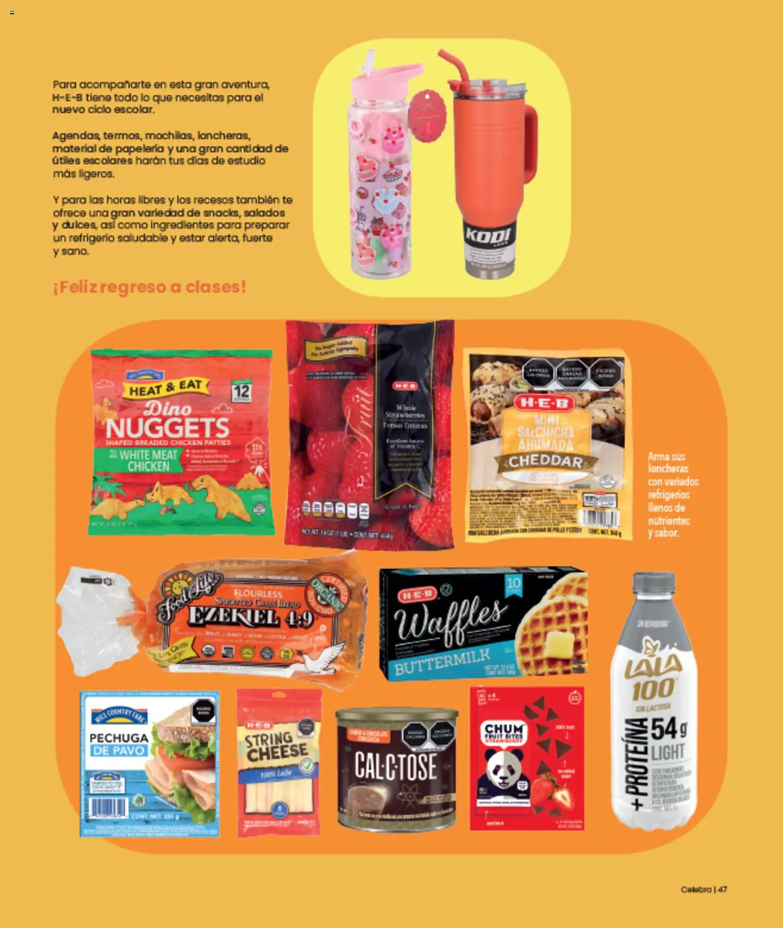 Nuevas ofertas de H-E-B válidas en toda la República Mexicana desde el 01/07/2026. ¡Encuentra las mejores ofertas en H-E-B folleto Celebra! | Página: 47 | Productos: Salchicha, Leche, Fresas, Té