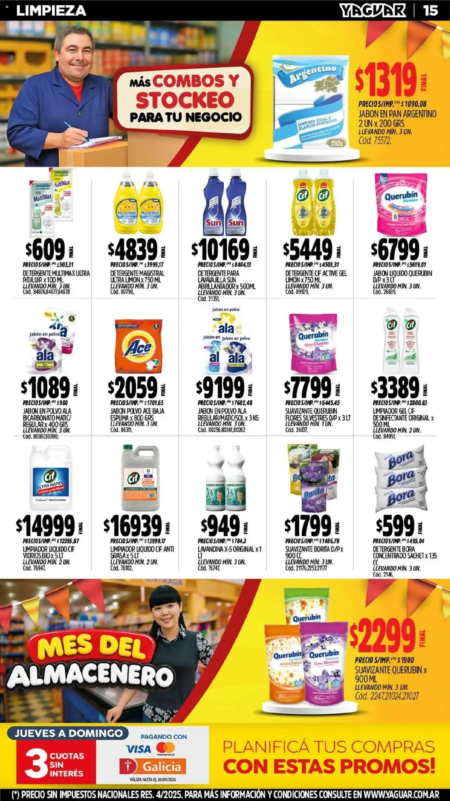 Yaguar - Oferta Semanal Santa Fé │ válido desde el 28/09/2026 | Página: 16 | Productos: Lavandina, Jabón líquido, Jabón en polvo, Limpiador