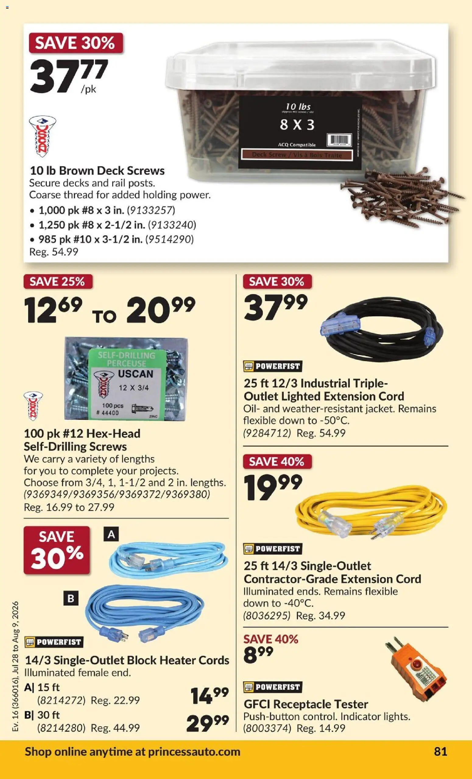 Princess Auto flyer valid from Jul 28, 2026 | Page: 86 | Products: Oil