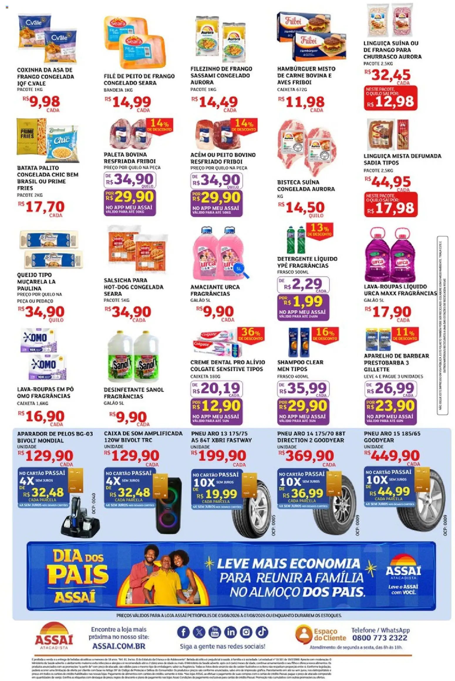 Assaí Atacadista Folheto - válido de 03/08/2026 | Página: 2 | Produtos: Detergente, Caixa, Muçarela, Carne