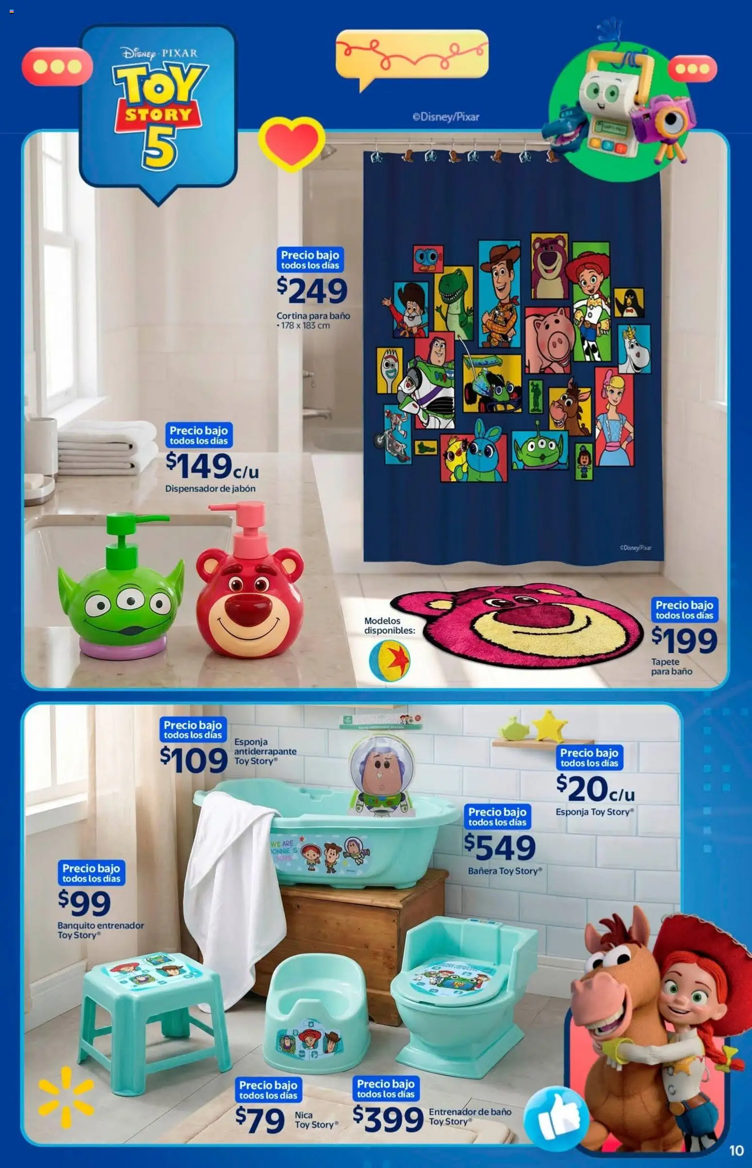 Nuevas ofertas de Walmart válidas en toda la República Mexicana desde el 08.06.2026. ¡Encuentra las mejores ofertas en Walmart folleto Toy Story! | Página: 10 | Productos: Tapete, Banquito, Bañera, Jabón