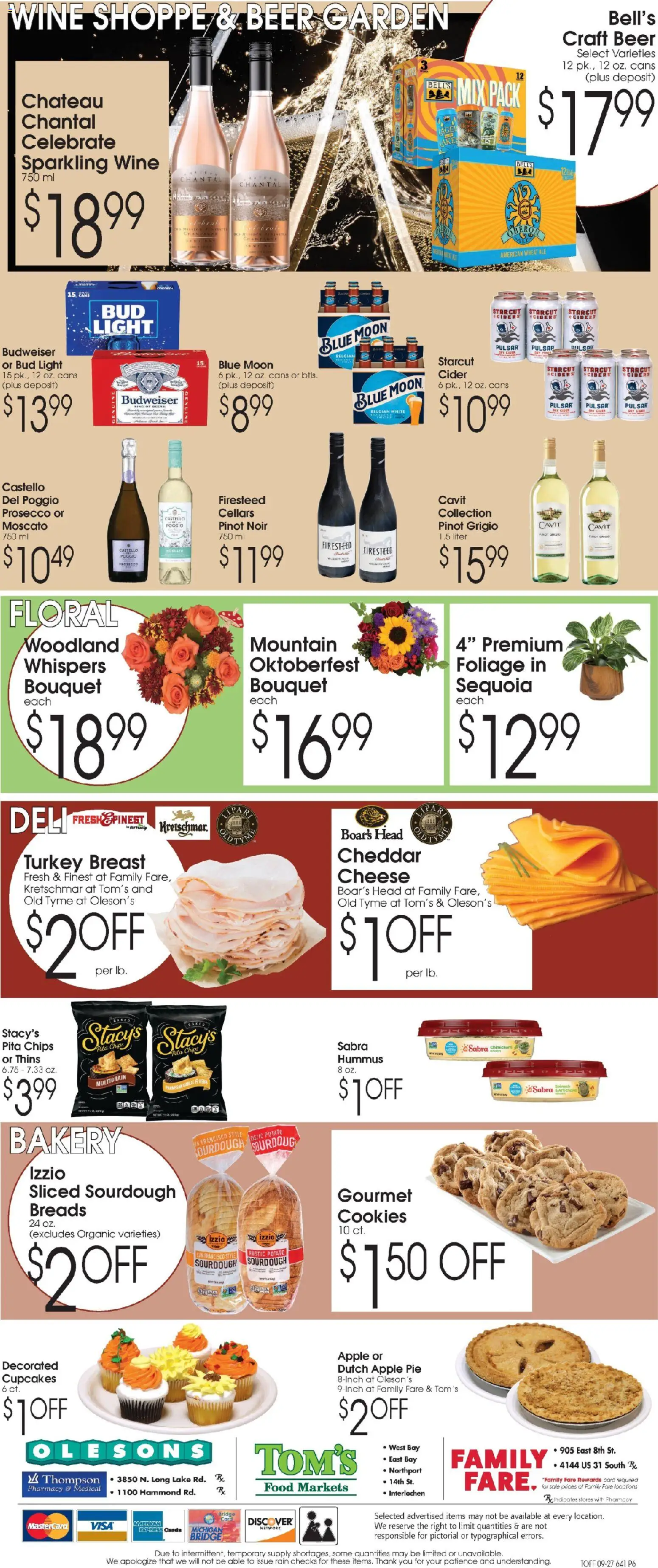 Family Fare Ad - valid from 09/27/2026 | Page: 6 | Products: Wine, Beer, Chips, Apple Pie