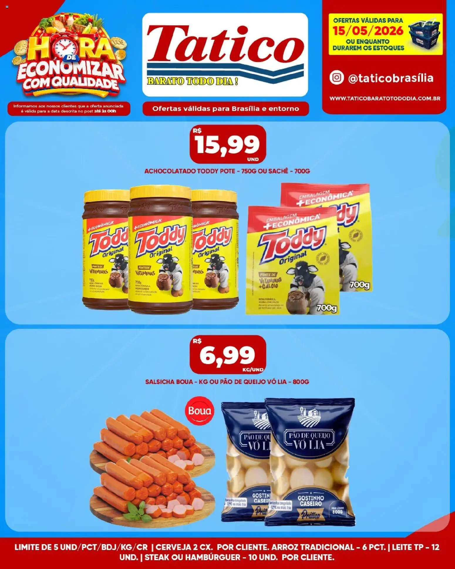 Tatico Folheto - válido de 15.05.2026 | Página: 9 | Produtos: Achocolatado, Pão, Cerveja, Hambúrguer