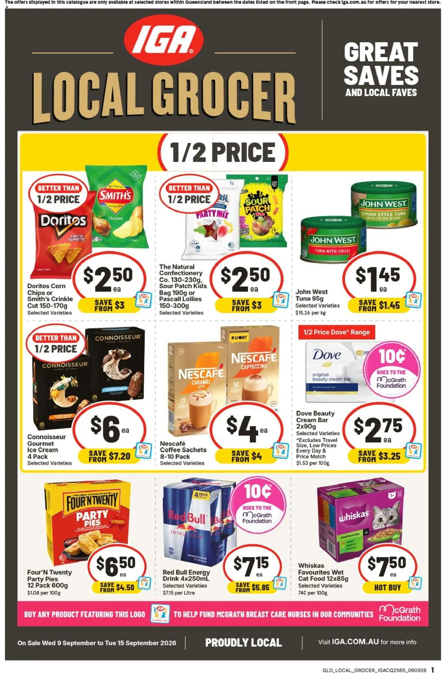 IGA catalogue - valid from 09/09/2026 | Page: 1 | Products: Cappuccino, Nescafe, Foundation, Bag