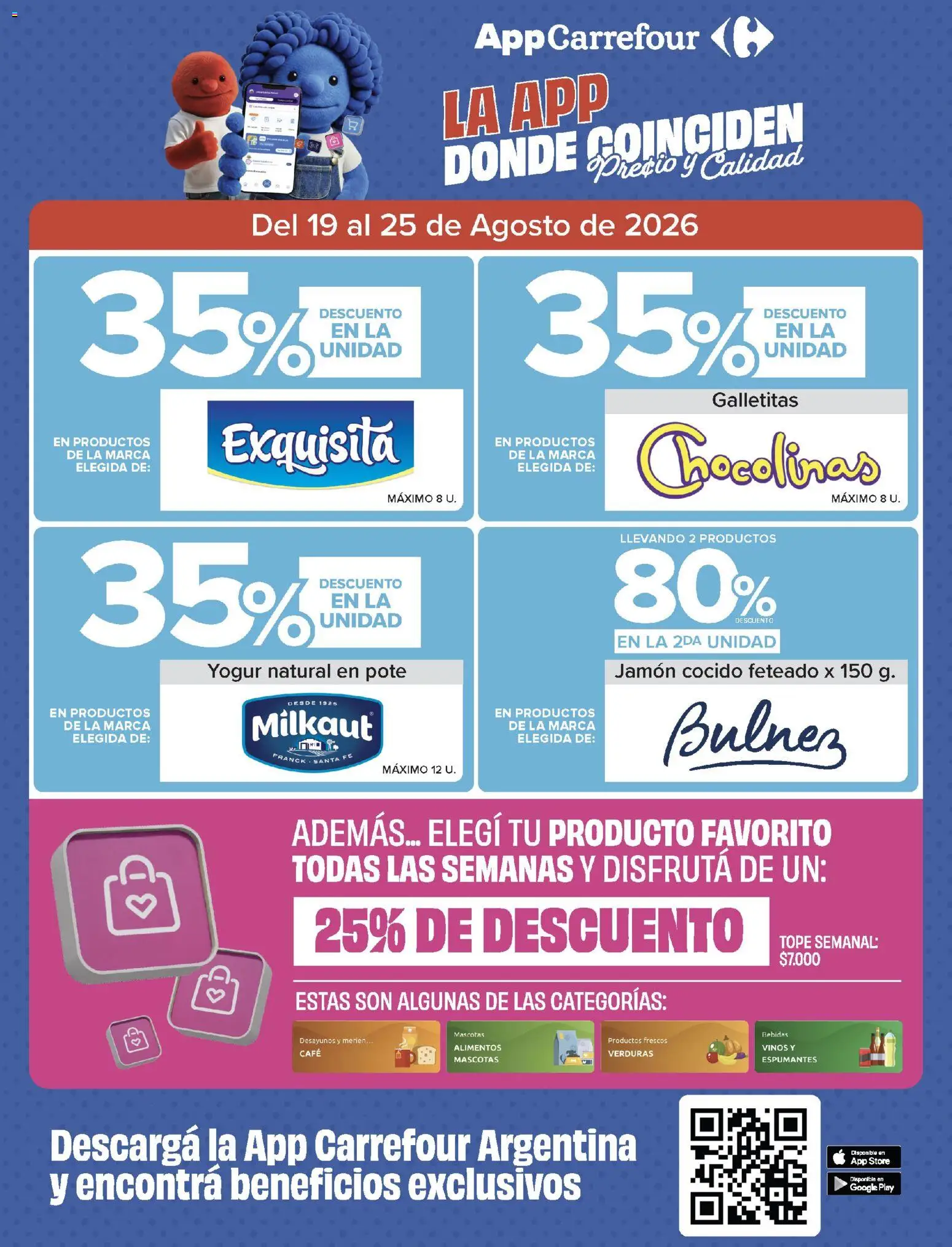 Carrefour ofertas │ válido desde el 19/08/2026 | Página: 3 | Productos: Jamón cocido, Alimentos, Verduras, Yogur