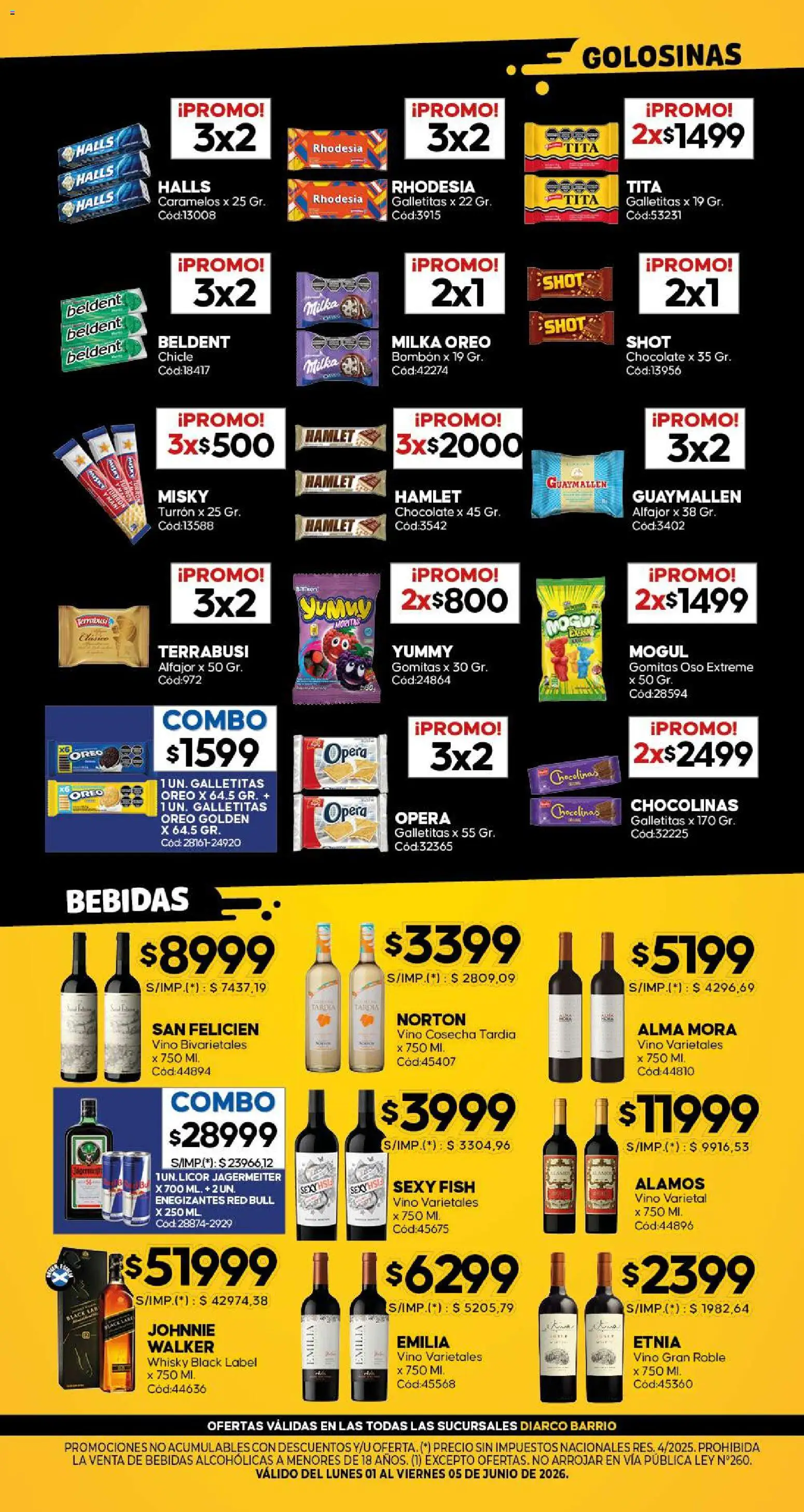 Diarco - Especial Locura De Precios │ válido desde el 01.06.2026 | Página: 2 | Productos: Galletitas, Chocolate, Vino, Alfajor