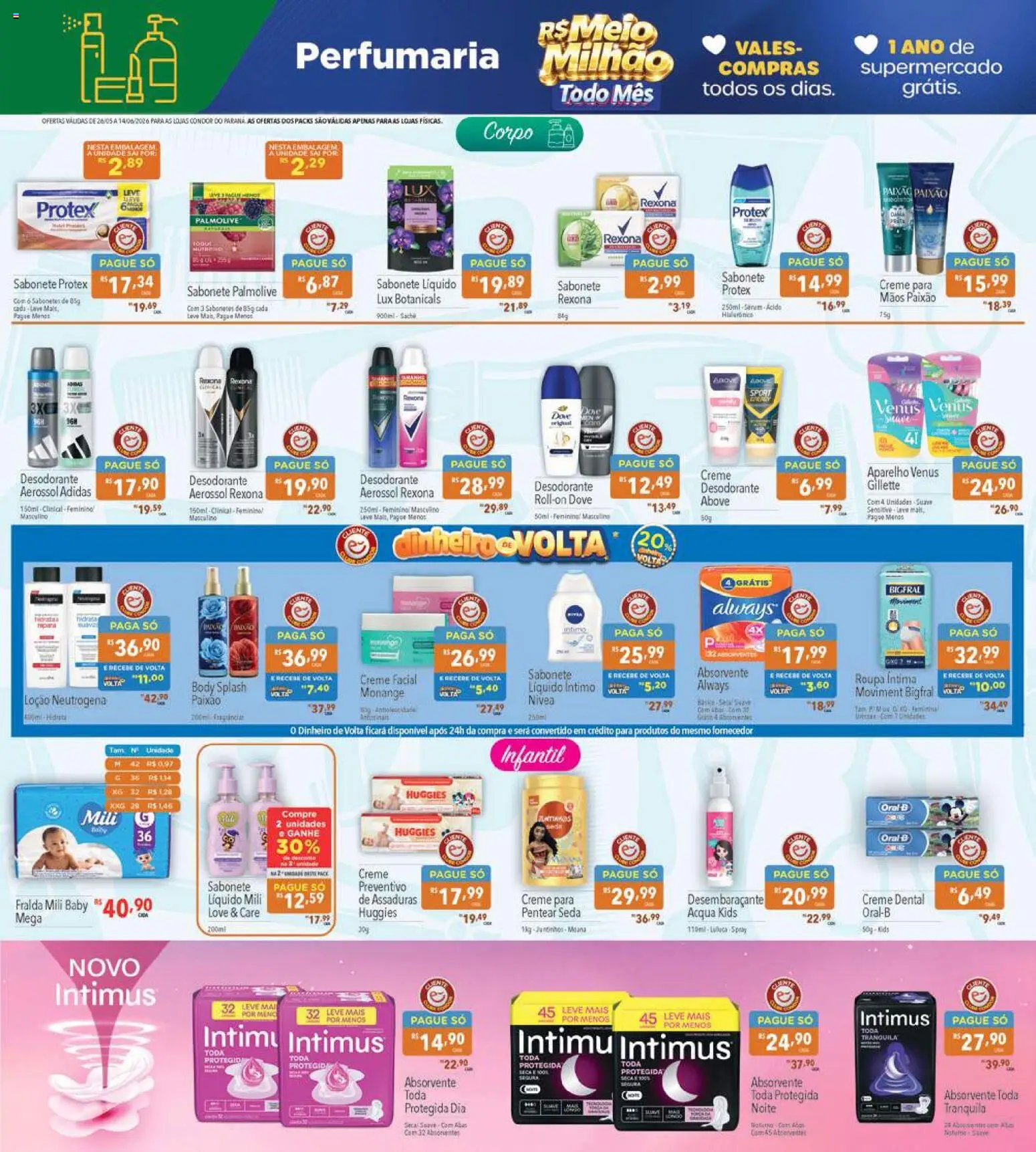 Supermercados Condor Folheto - válido de 26.05.2026 | Página: 25 | Produtos: Desodorante, Sabonete, Body, Absorvente