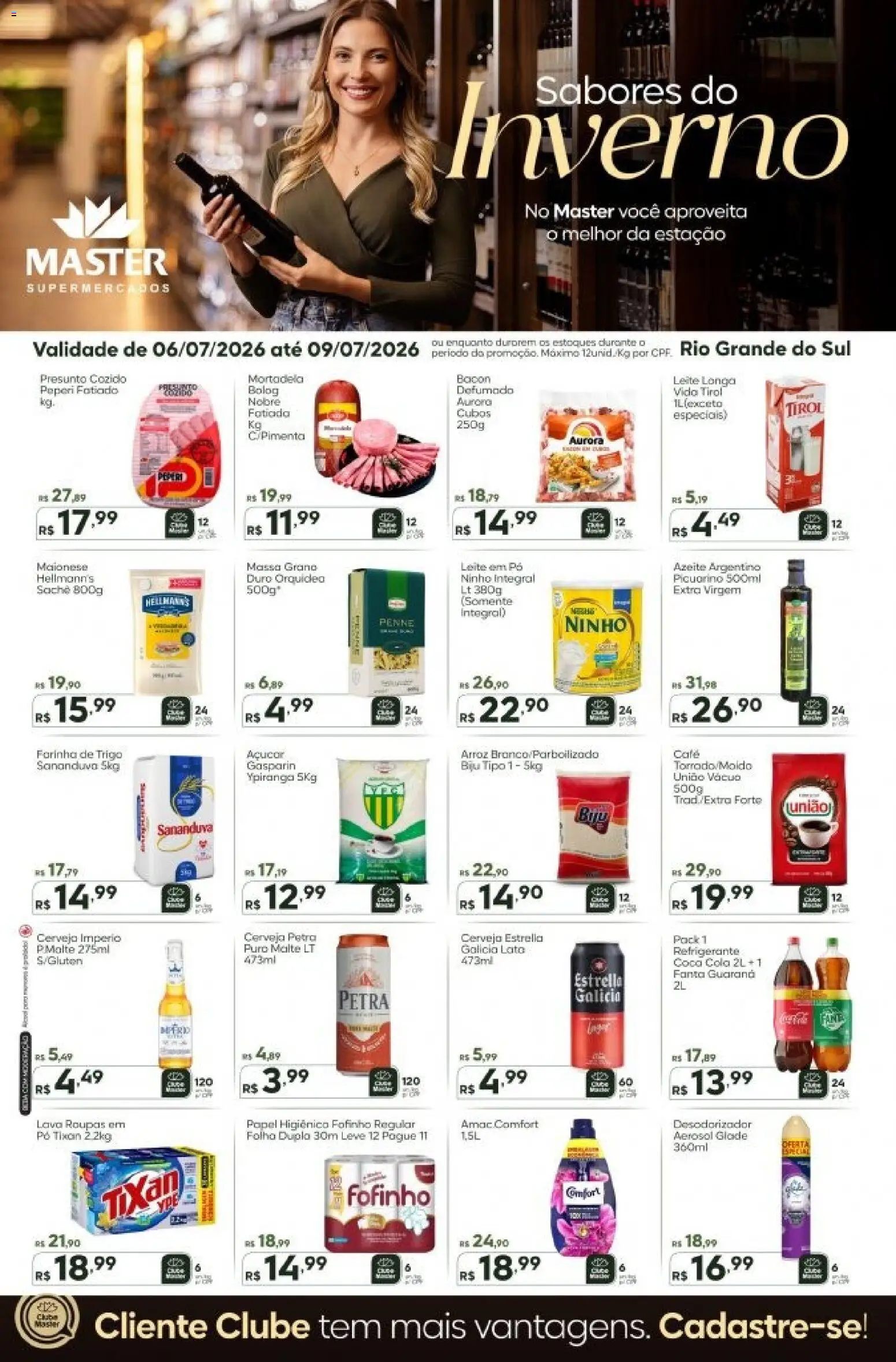 Master Folheto - válido de 06/07/2026 | Página: 1 | Produtos: Guaraná, Leite, Presunto, Massa