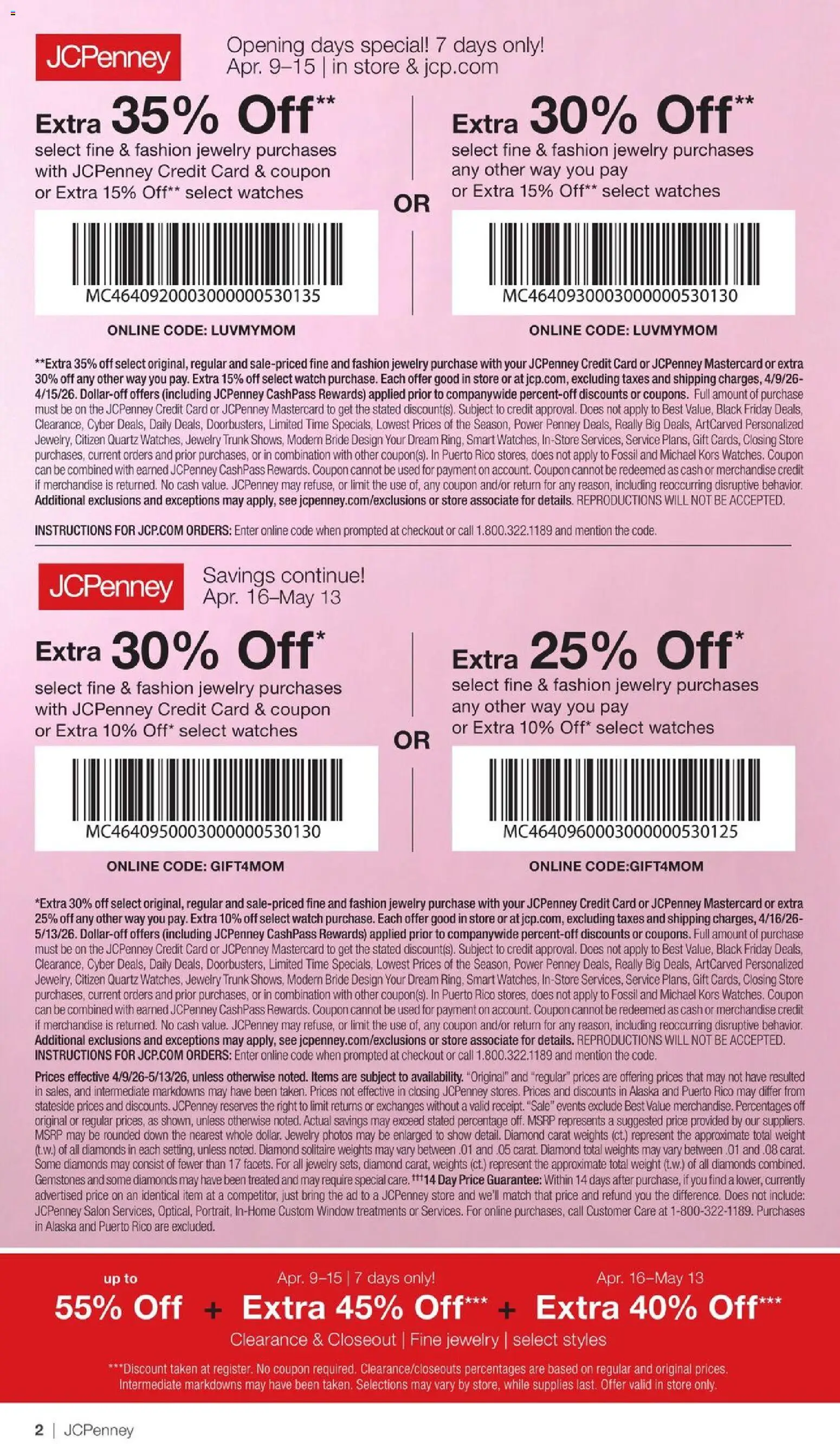 JCPenney Mother’s Day Jewelry Sale - valid from 09.04.2026 | Page: 52 | Products: Watches, Watch, Weight