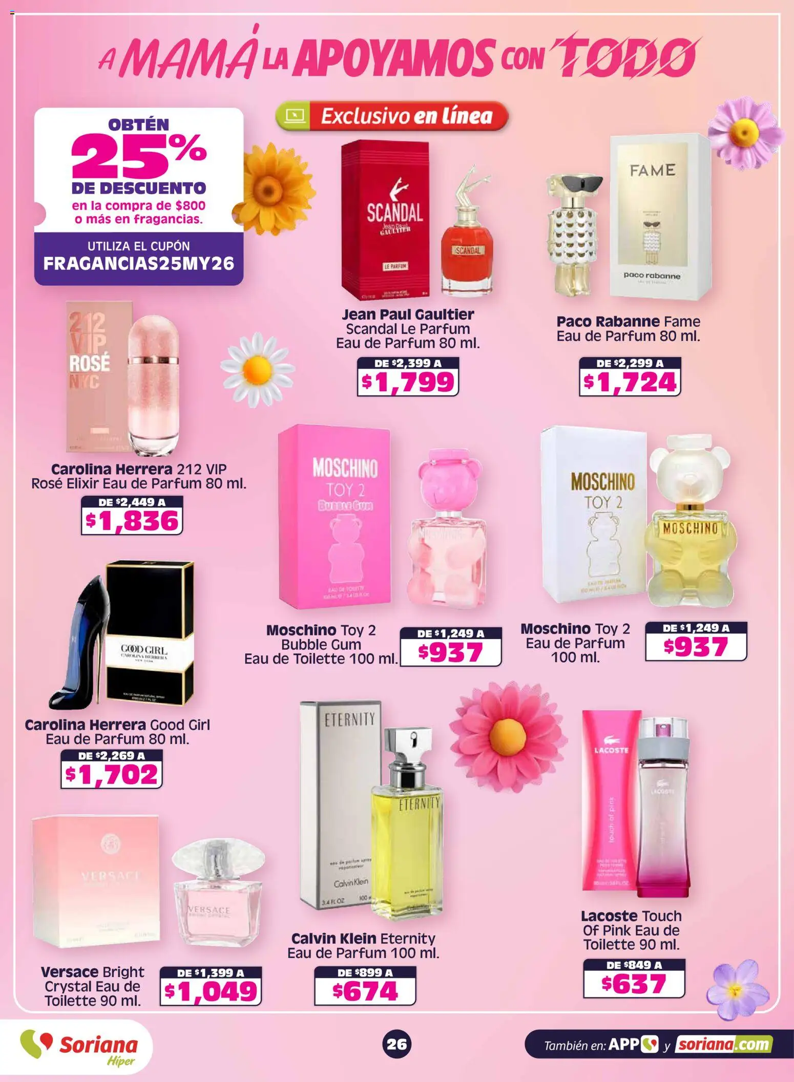 Nuevas ofertas de Soriana válidas en toda la República Mexicana desde el 30.04.2026. ¡Encuentra las mejores ofertas en Soriana folleto! | Página: 27 | Productos: Eau de toilette