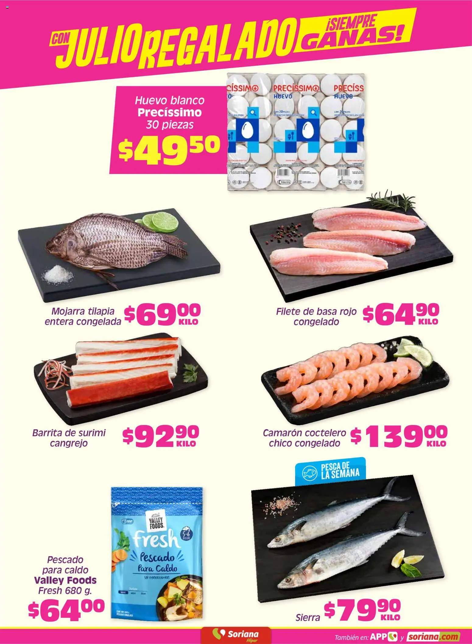 Nuevas ofertas de Soriana válidas en toda la República Mexicana desde el 10/07/2026. ¡Encuentra las mejores ofertas en Soriana Fin de Semana Híper: Saltillo y Torreón! | Página: 5 | Productos: Huevo, Sierra