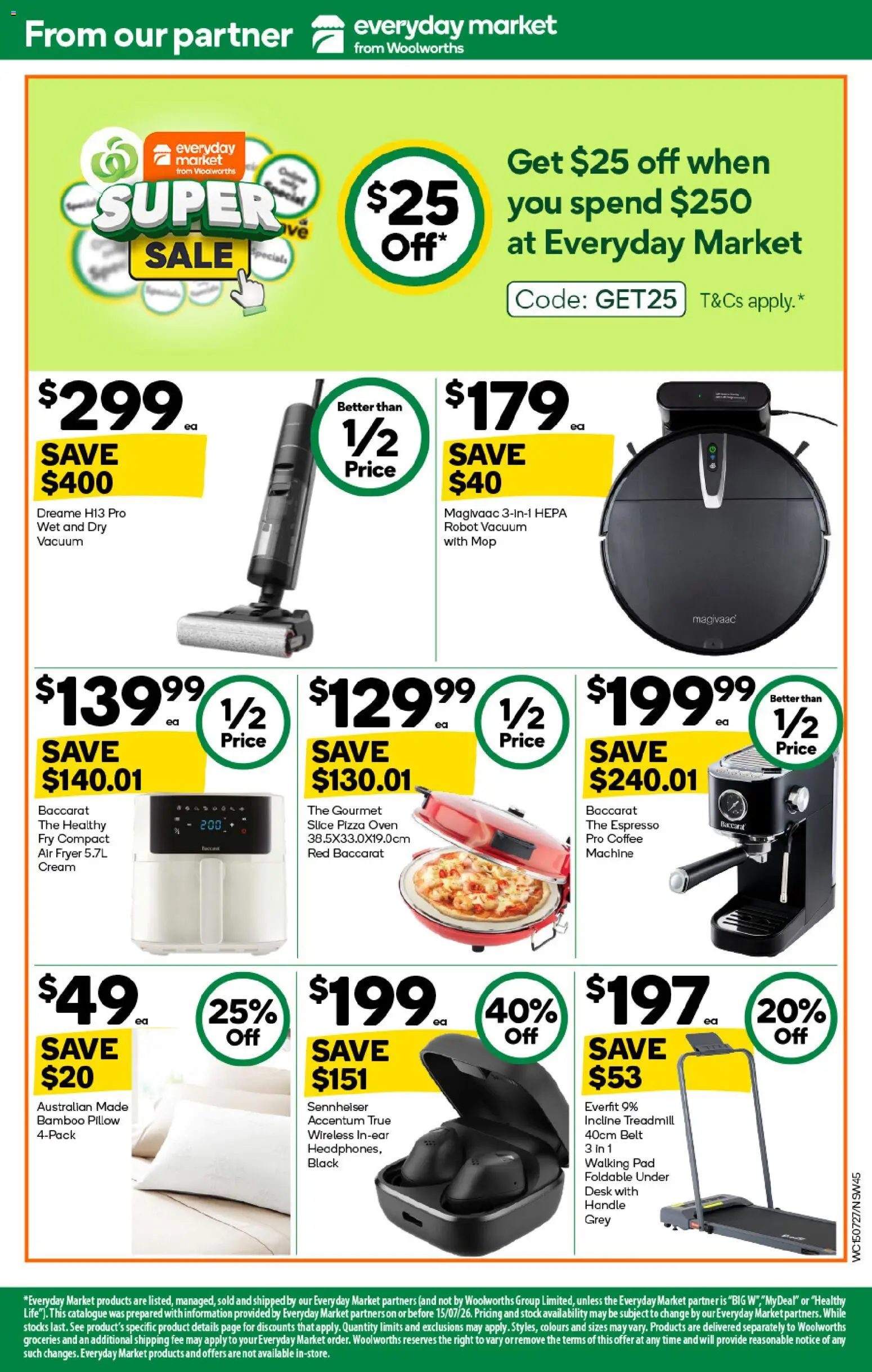 Woolworths catalogue - valid from 15/07/2026 | Page: 45 | Products: Mop, Pizza, Robot, Treadmill