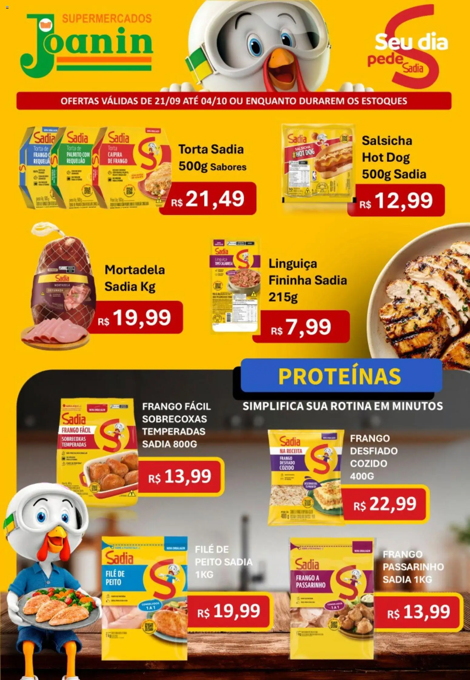 Supermercados Joanin Folheto - válido de 21/09/2026 | Página: 1 | Produtos: Palmito, Linguiça, Mortadela, Requeijão