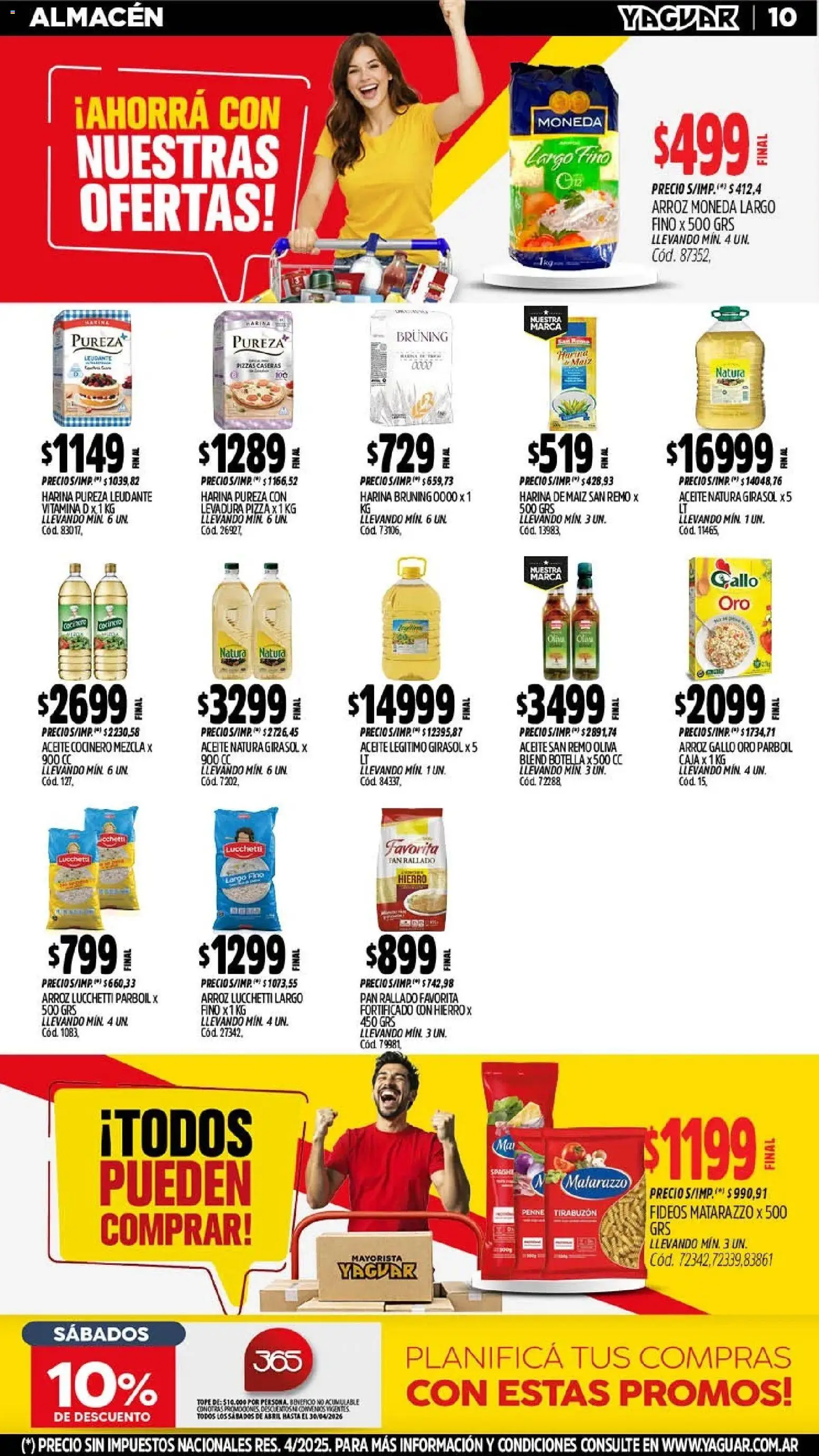 Yaguar - Oferta Semanal Trelew │ válido desde el 11.05.2026 | Página: 10 | Productos: Harina, Pan, Pizza, Arroz