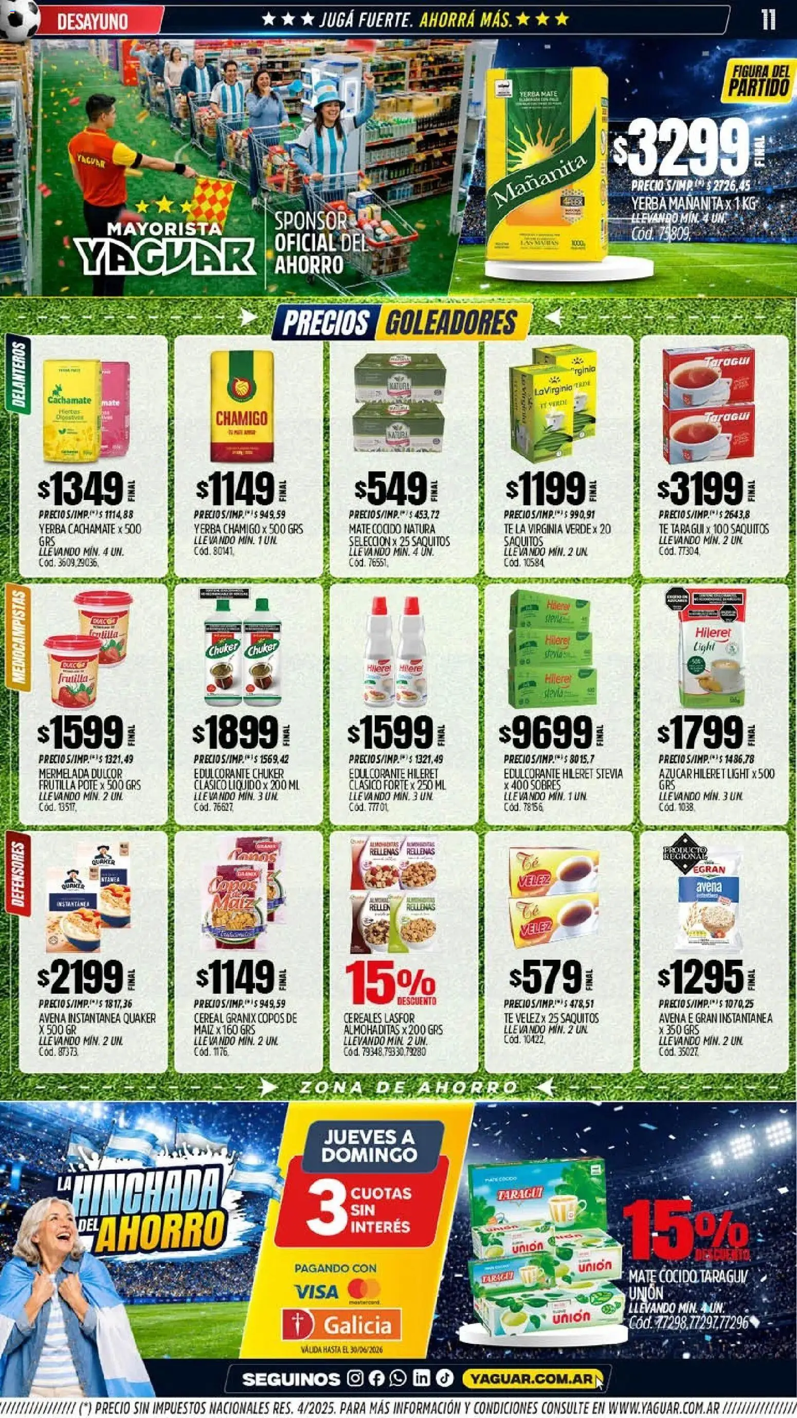 Yaguar - Oferta Semanal Córdoba │ válido desde el 01.06.2026 | Página: 11 | Productos: Azucar, Avena, Té, Cereales