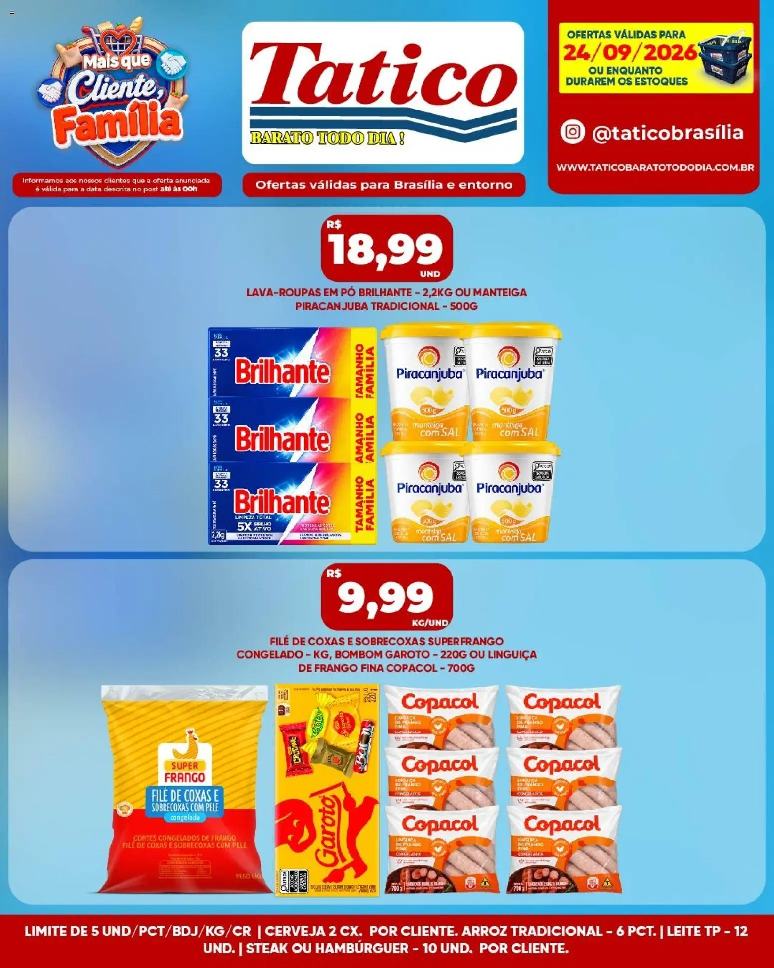 Tatico Folheto - válido de 24/09/2026 | Página: 9 | Produtos: Steak, Leite, Manteiga, Arroz