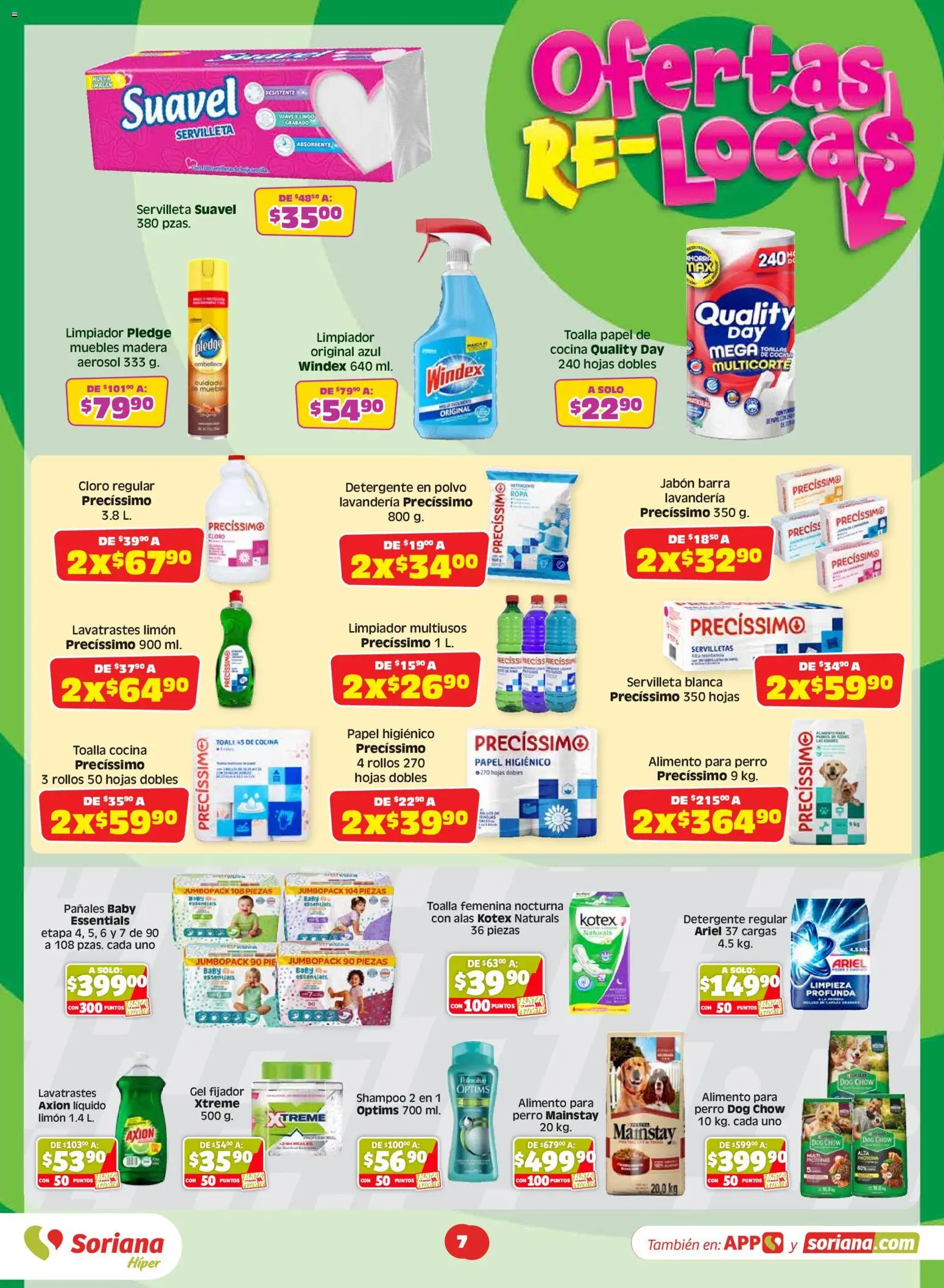 Nuevas ofertas de Soriana válidas en toda la República Mexicana desde el 03/07/2026. ¡Encuentra las mejores ofertas en Soriana folleto! | Página: 7 | Productos: Pasta, Limpiador, Papel higiénico, Barra