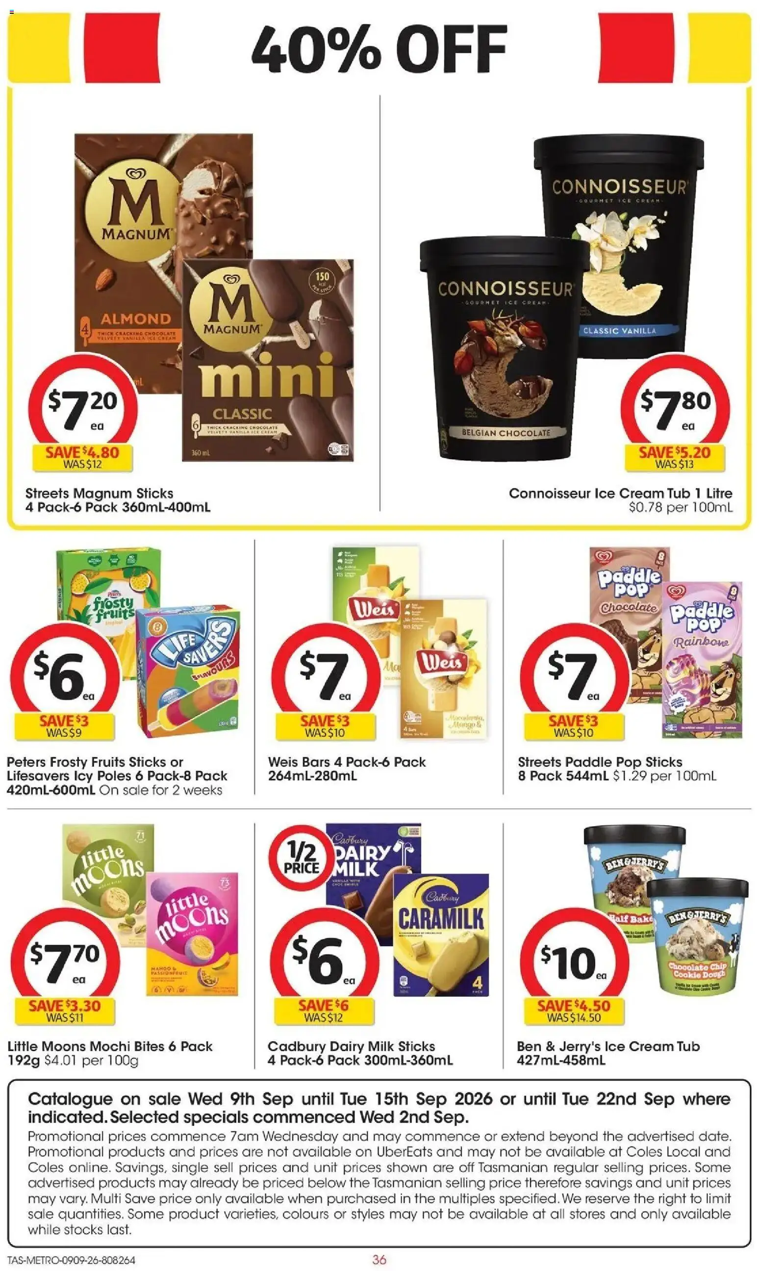 Coles catalogue - valid from 09/09/2026 | Page: 36 | Products: Passionfruit, Fruits, Ice, Magnum