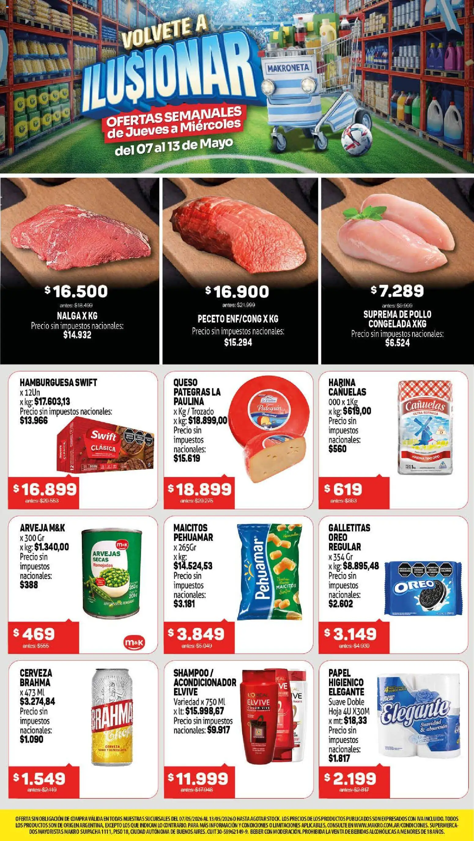 Makro ofertas │ válido desde el 07.05.2026 | Página: 1 | Productos: Arveja, Pollo, Shampoo, Cerveza
