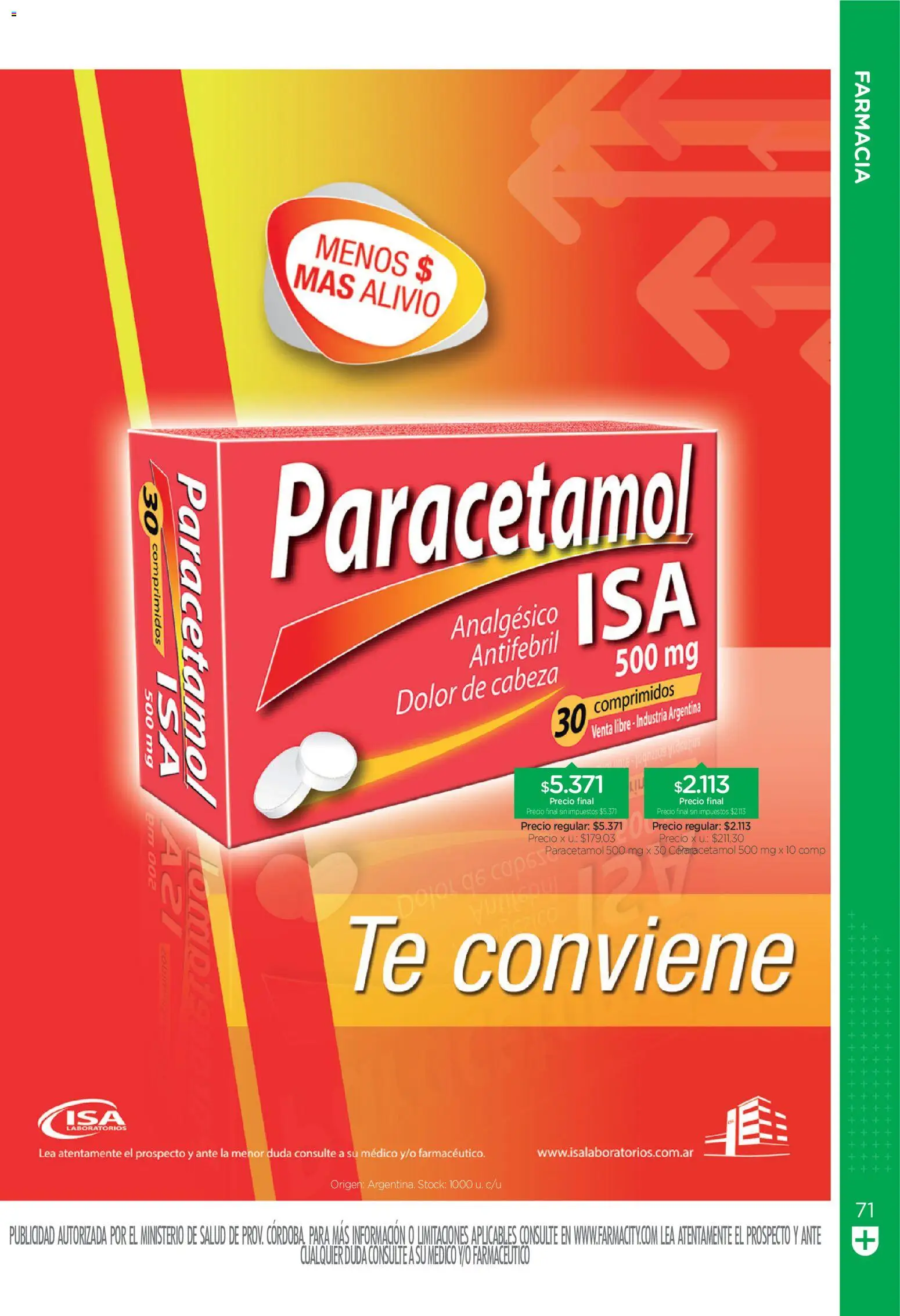 Farmacity catálogo │ válido desde el 01/09/2026 | Página: 71 | Productos: Té, Analgésico