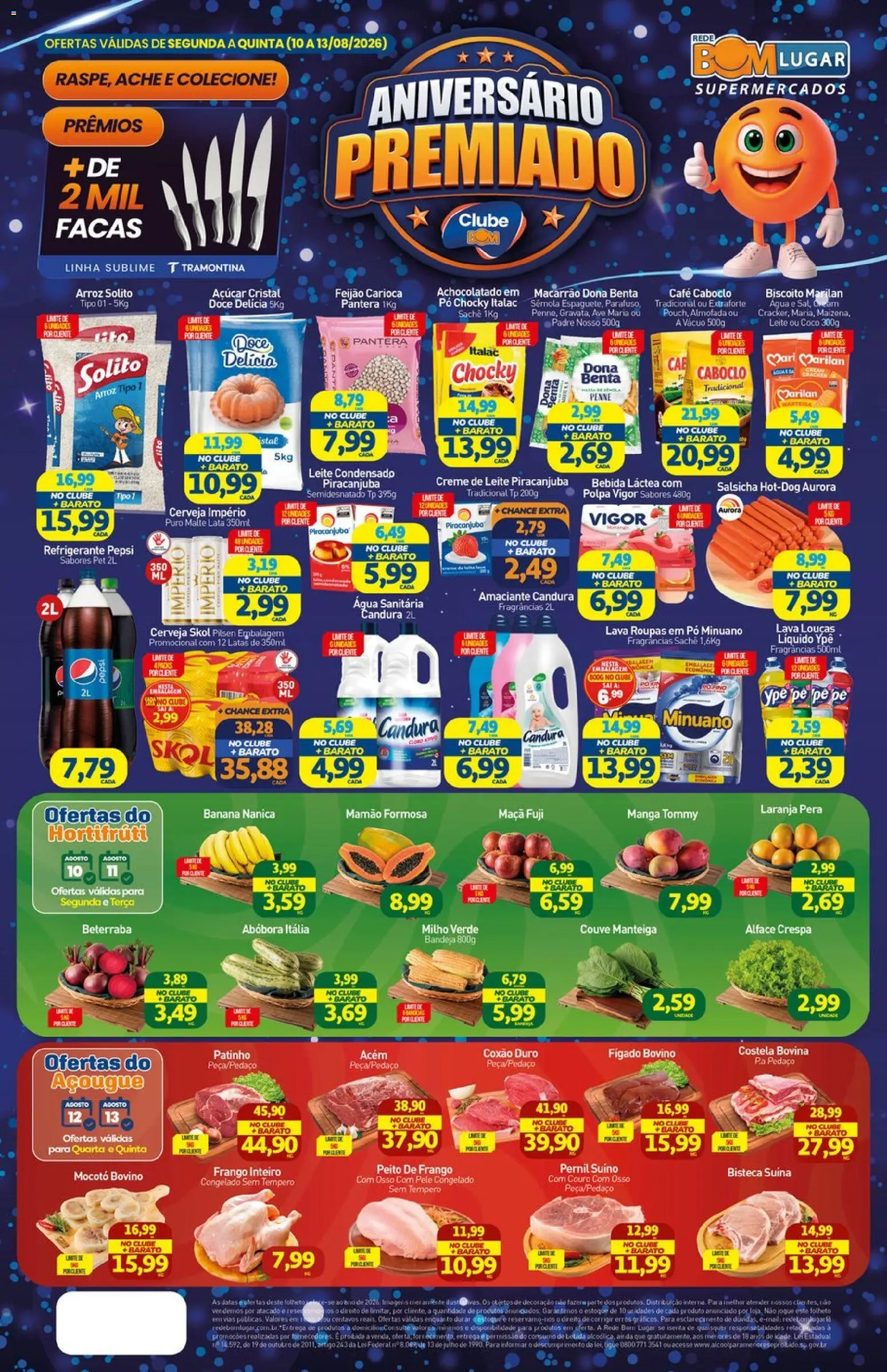 Rede Bom Lugar Folheto - válido de 10/08/2026 | Página: 1 | Produtos: Pó, Pepsi, Milho verde, Cerveja